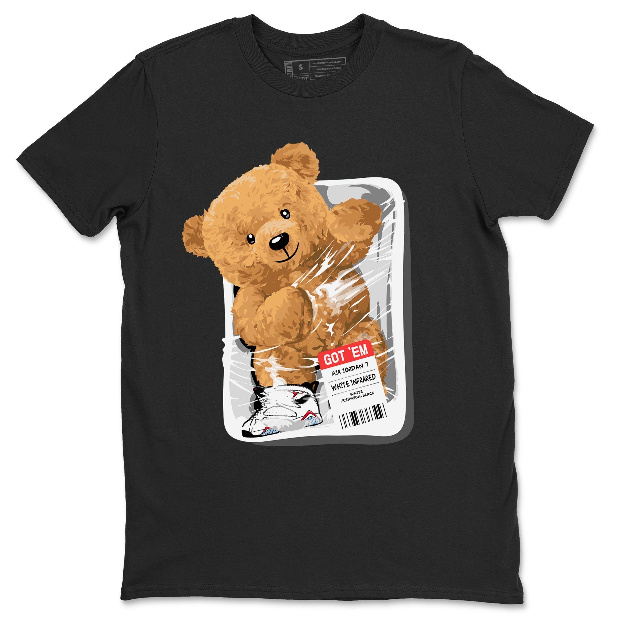 Air Jordan 7 White Infrared Sneaker Match Tees Packaged Bear Streetwear Sneaker Shirt AJ7 White Infrared Drip Gear Zone Sneaker Matching Clothing Short Sleeve T-Shirt Black 2