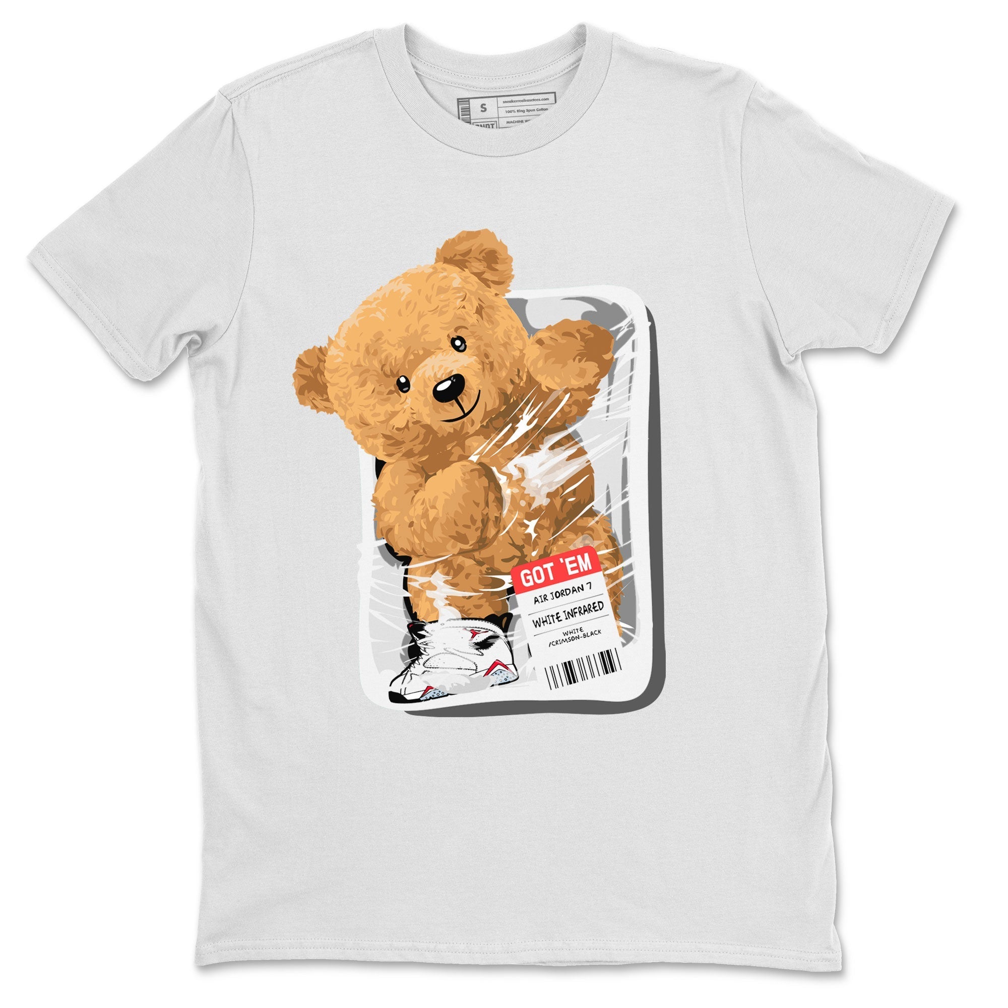 Air Jordan 7 White Infrared Sneaker Match Tees Packaged Bear Streetwear Sneaker Shirt AJ7 White Infrared Drip Gear Zone Sneaker Matching Clothing Short Sleeve T-Shirt White 2