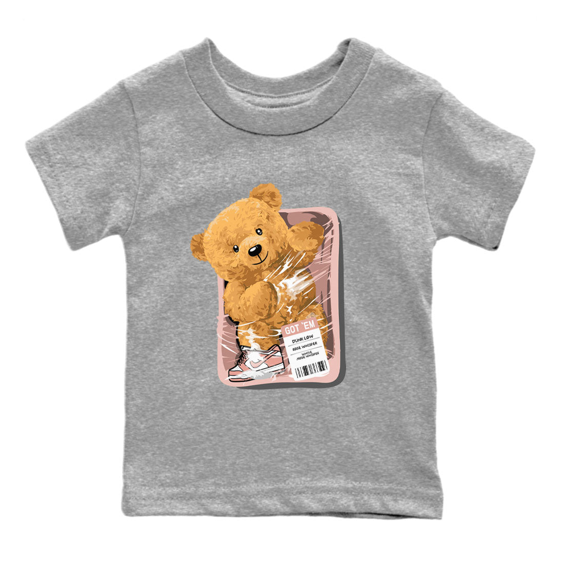 Dunks Low Rose Whisper shirt to match jordans Packaged Bear Streetwear Sneaker Shirt Dunk Rose Whisper Drip Gear Zone Sneaker Matching Clothing Baby Toddler Heather Grey 2 T-Shirt