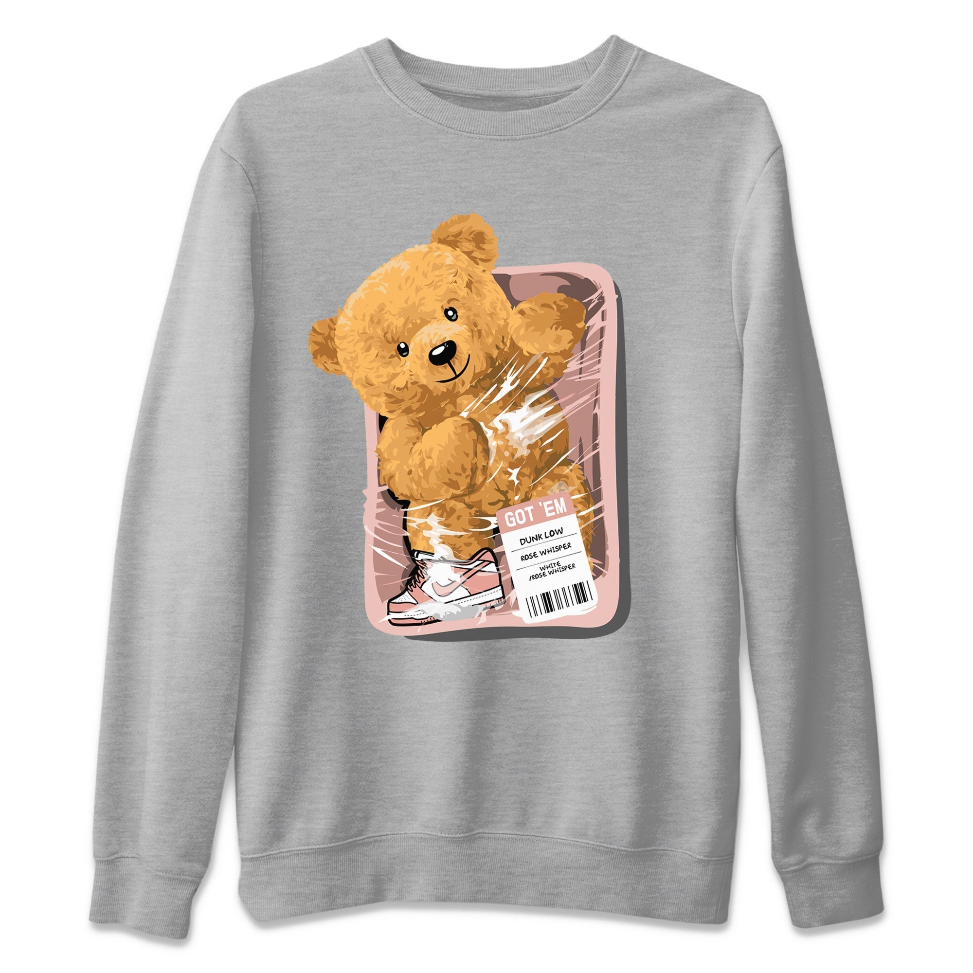 Dunks Low Rose Whisper shirt to match jordans Packaged Bear Streetwear Sneaker Shirt Dunk Rose Whisper Drip Gear Zone Sneaker Matching Clothing Unisex Heather Grey 2 T-Shirt