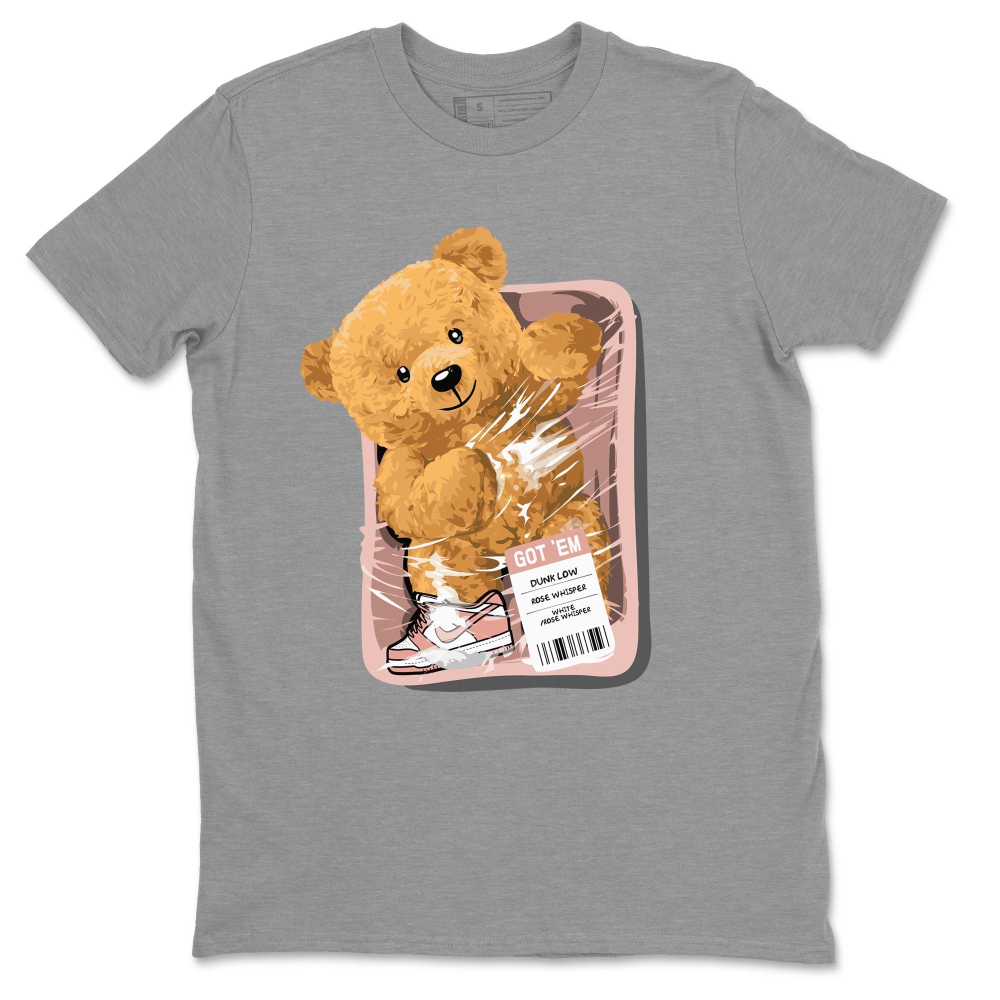 Dunks Low Rose Whisper shirt to match jordans Packaged Bear Streetwear Sneaker Shirt Dunk Rose Whisper Drip Gear Zone Sneaker Matching Clothing Unisex Heather Grey 2 T-Shirt