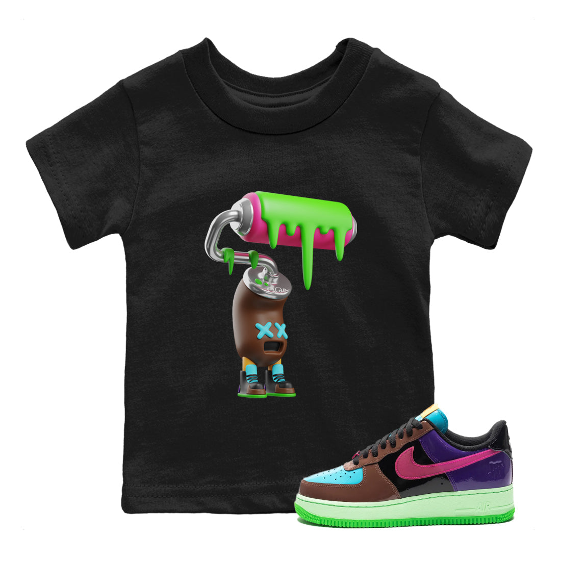 Air Force 1 Undefeated Fauna Brown Sneaker Match Tees Paint Roller Sneaker Tees Air Force 1 Undefeated Fauna Brown Jordan to match sneaker T-Shirt Kids Shirts