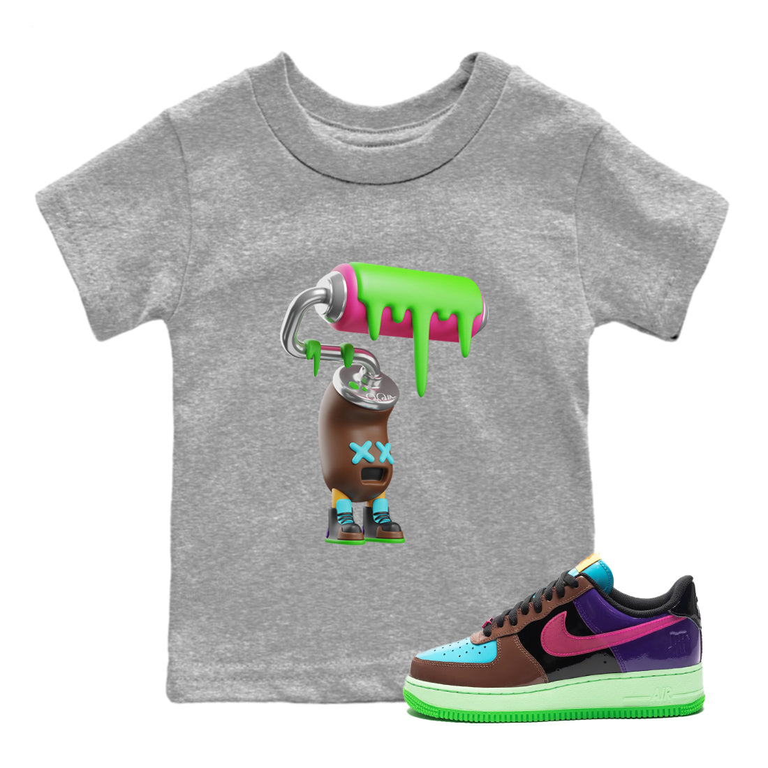 Air Force 1 Undefeated Fauna Brown Sneaker Match Tees Paint Roller Sneaker Tees Air Force 1 Undefeated Fauna Brown Jordan to match sneaker T-Shirt Kids Shirts