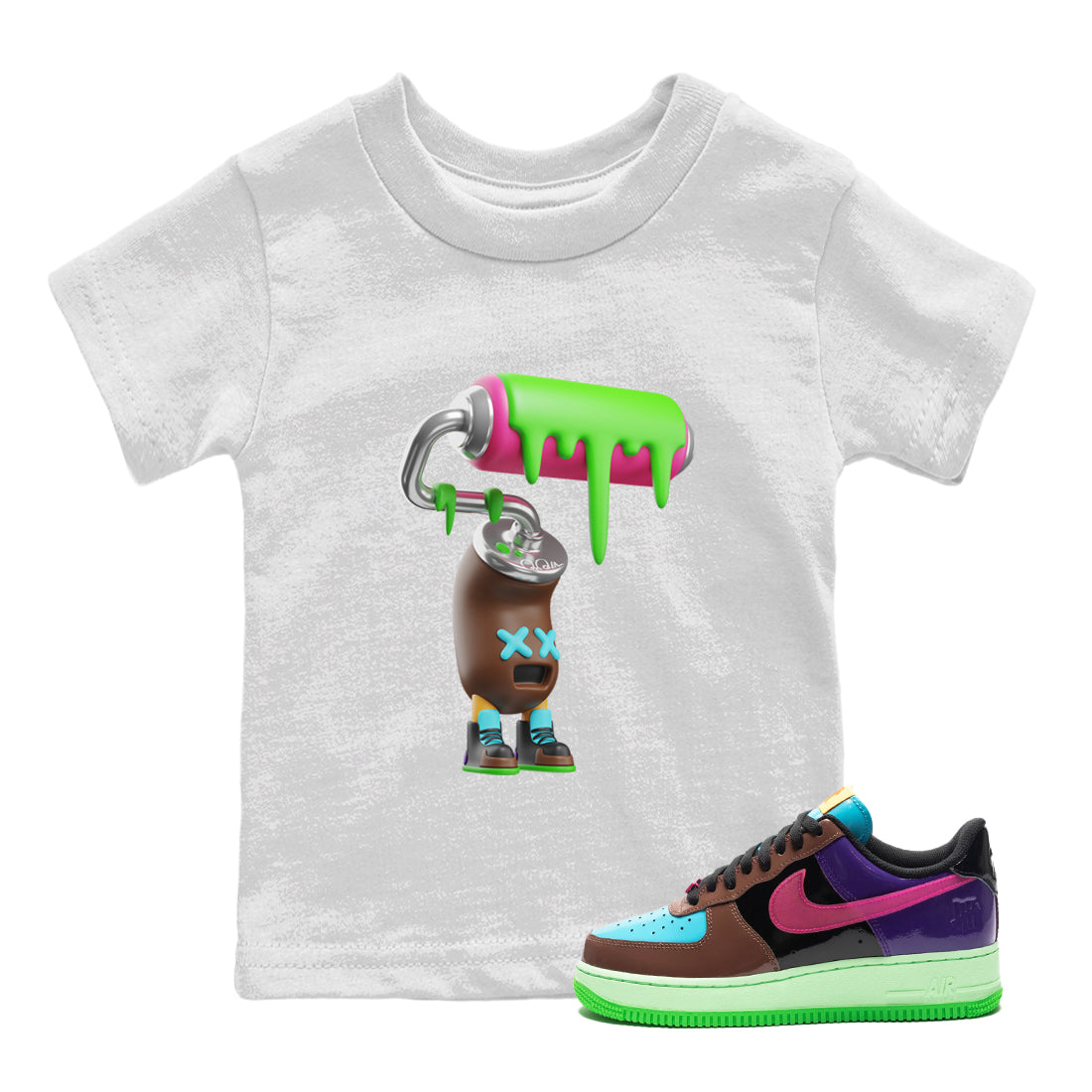 Air Force 1 Undefeated Fauna Brown Sneaker Match Tees Paint Roller Sneaker Tees Air Force 1 Undefeated Fauna Brown Jordan to match sneaker T-Shirt Kids Shirts