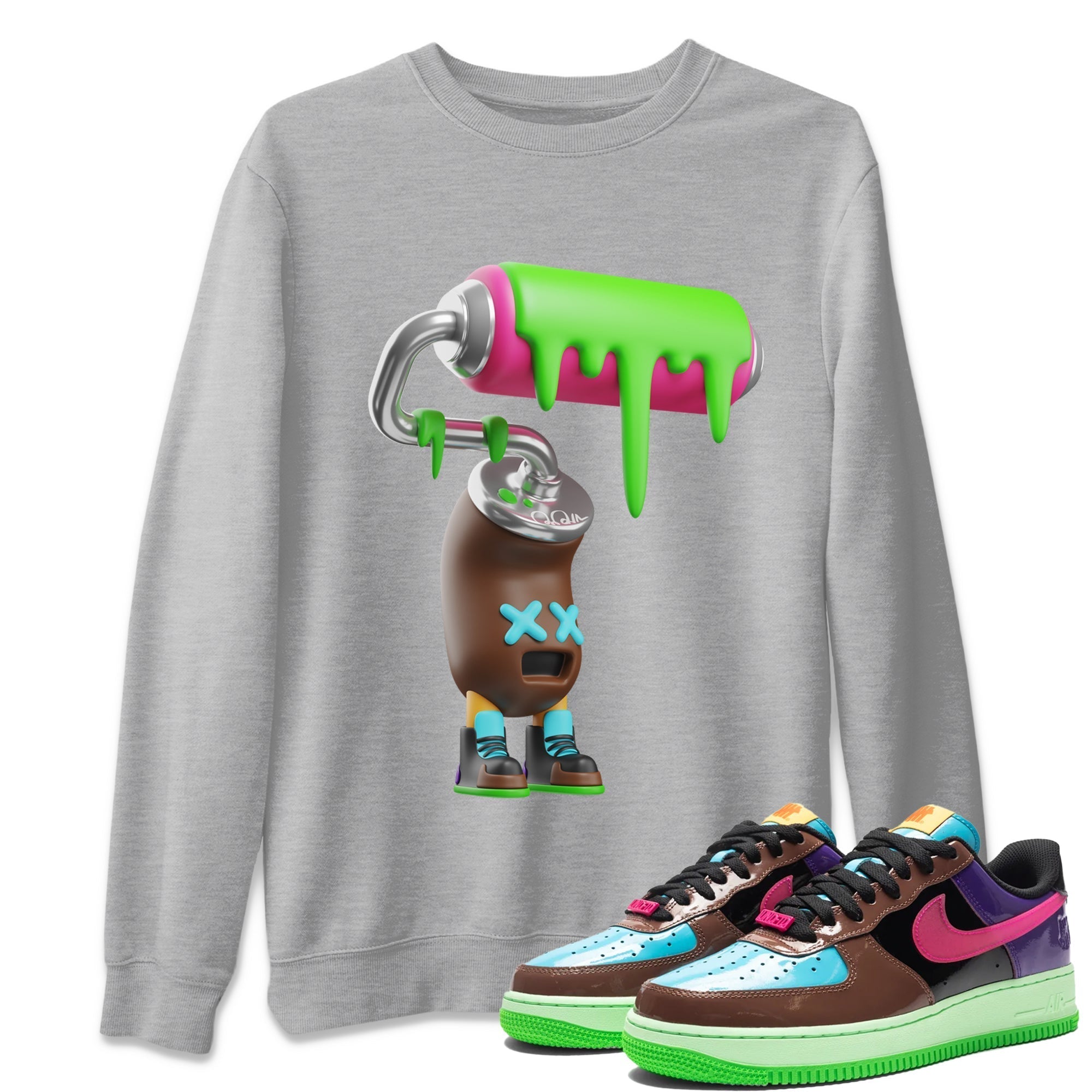 Air Force 1 Undefeated Fauna Brown Sneaker Match Tees Paint Roller Sneaker Tees Air Force 1 Undefeated Fauna Brown Jordan to match sneaker T-Shirt Crew Neck Shirts