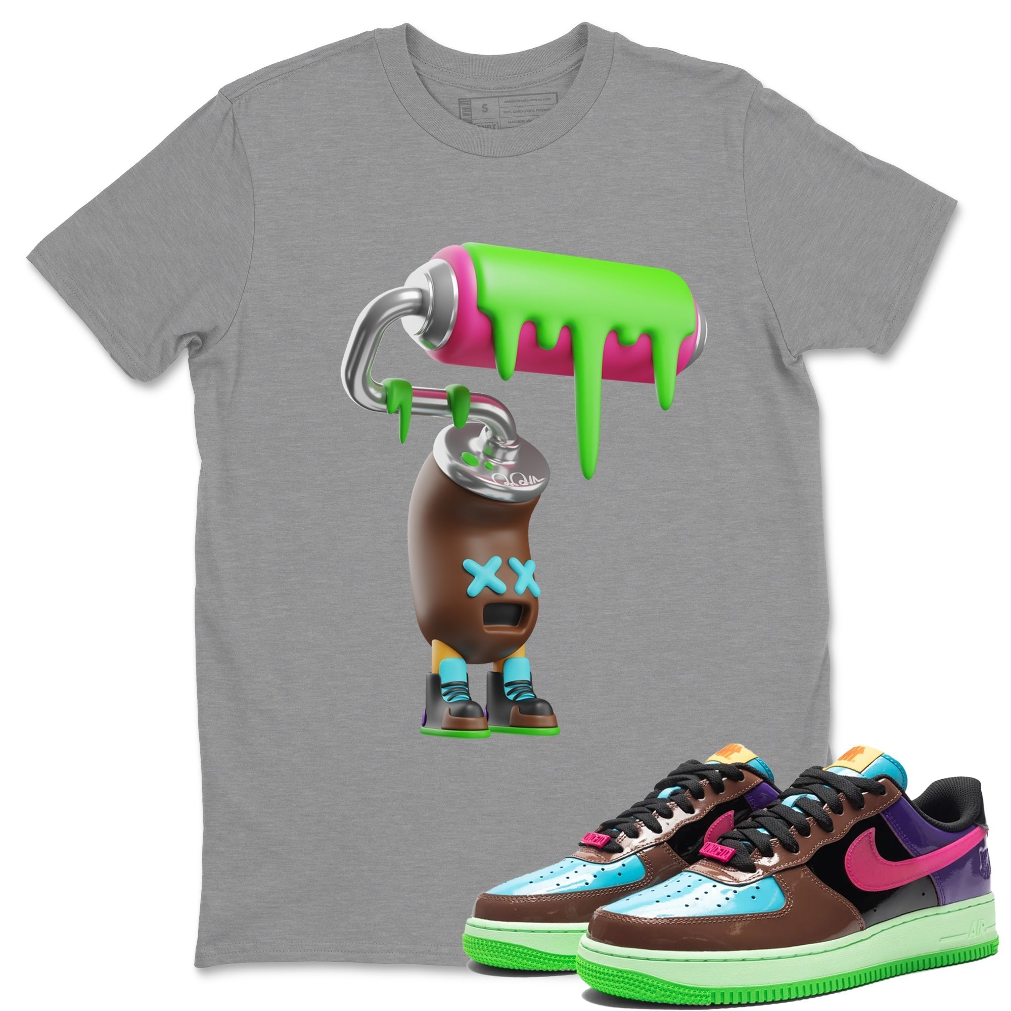 Air Force 1 Undefeated Fauna Brown Sneaker Match Tees Paint Roller Sneaker Tees Air Force 1 Undefeated Fauna Brown Jordan to match sneaker T-Shirt Crew Neck Shirts