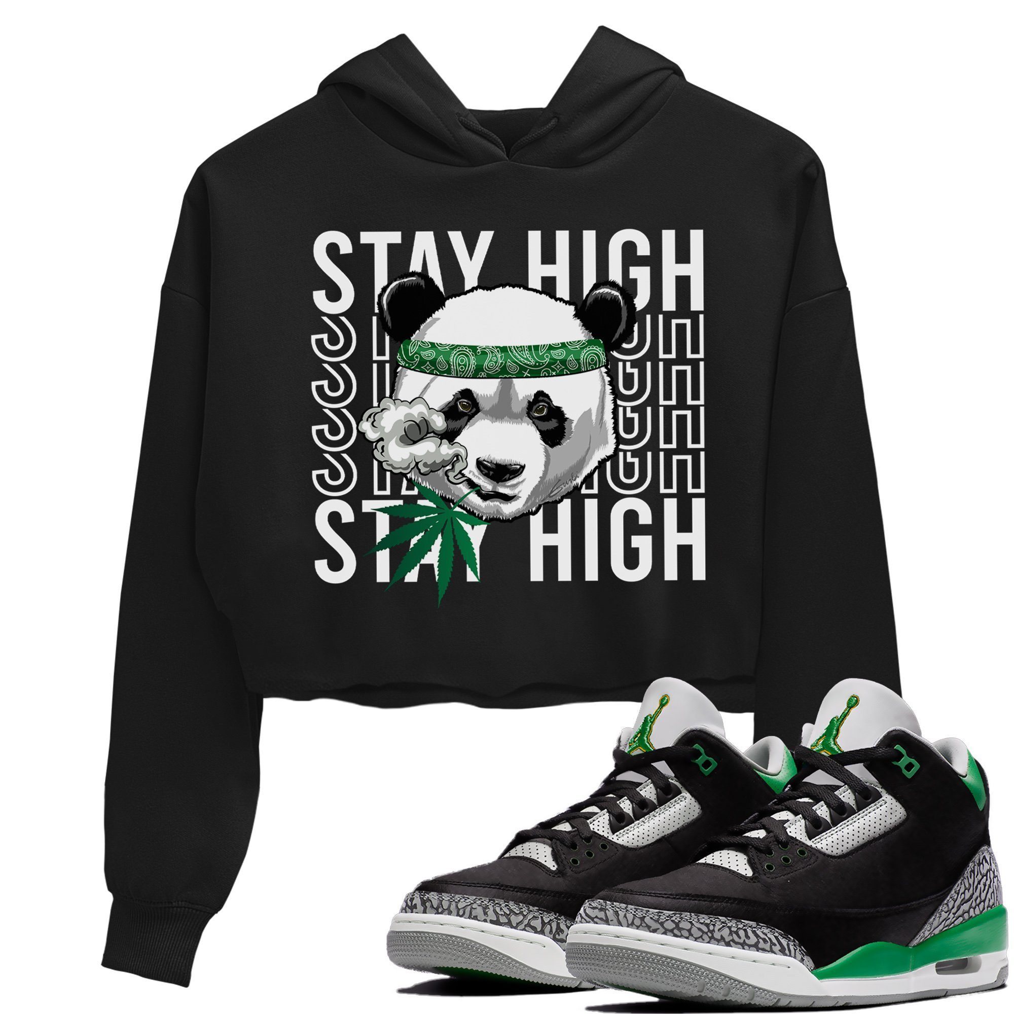 Panda Stay High Women's Tops - Air Jordan 3 Pine Green