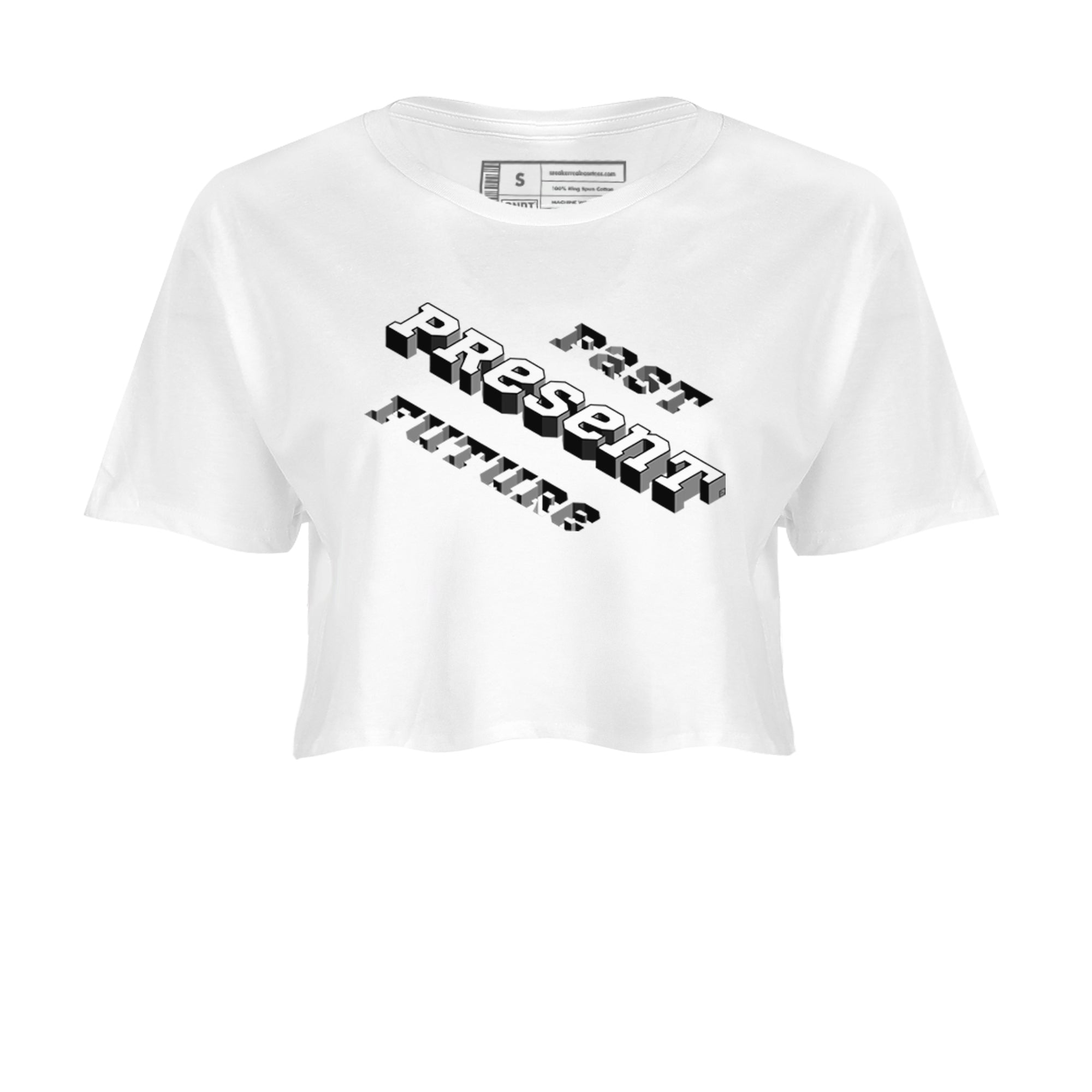 1s Black White shirt to match jordans Past Present Future sneaker tees Air Jordan 1 Black White Drip Gear Zone White 2 crop length shirt