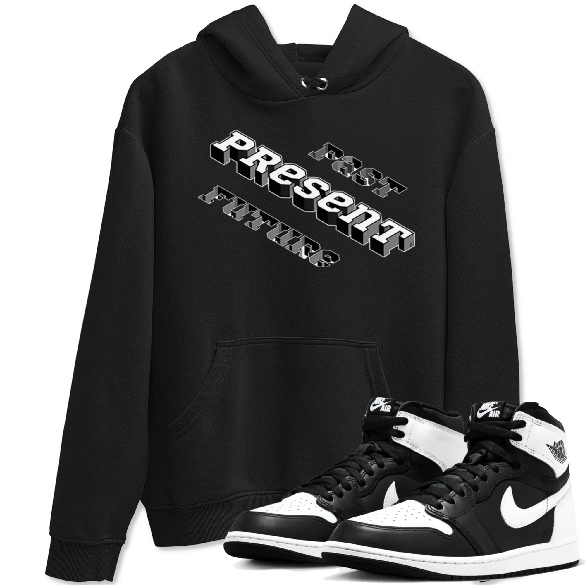 1s Black White shirt to match jordans Past Present Future sneaker tees Air Jordan 1 Black White Drip Gear Zone unisex cotton Black 1 crew neck shirt