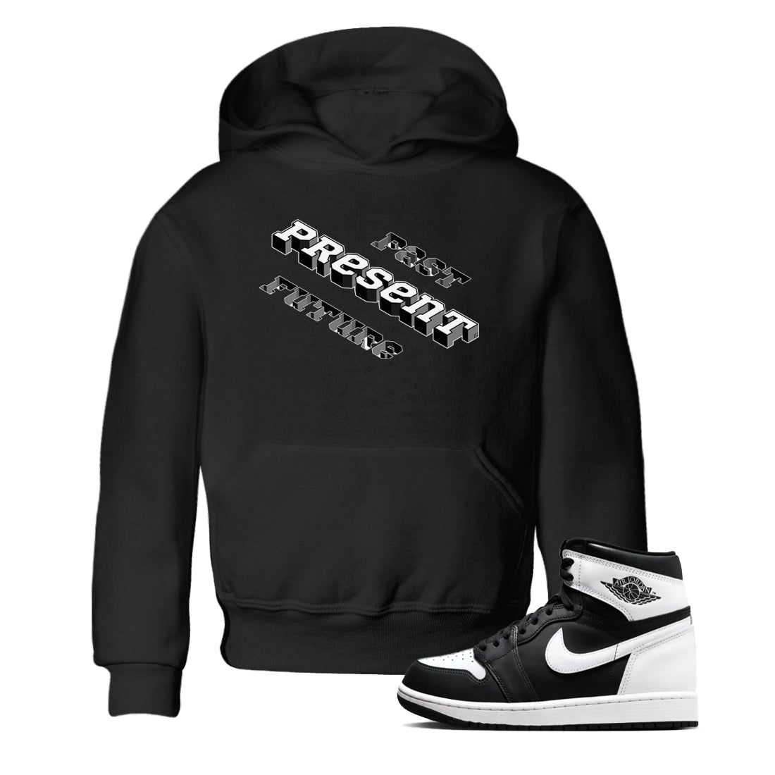 1s Black White shirt to match jordans Past Present Future sneaker tees Air Jordan 1 Black White Drip Gear Zone baby toddler Black 1 cotton Shirt