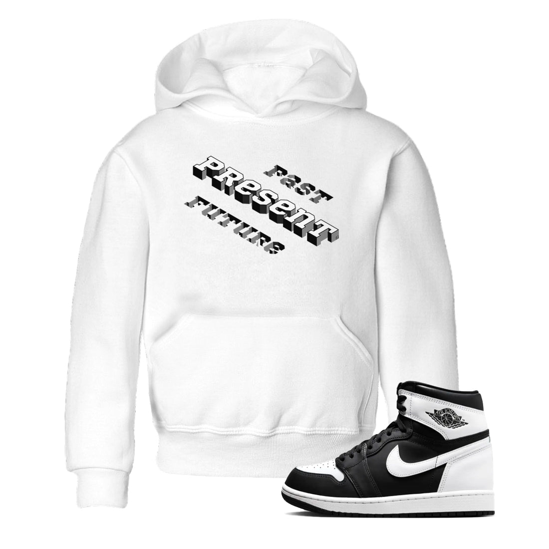 1s Black White shirt to match jordans Past Present Future sneaker tees Air Jordan 1 Black White Drip Gear Zone baby toddler White 1 cotton Shirt