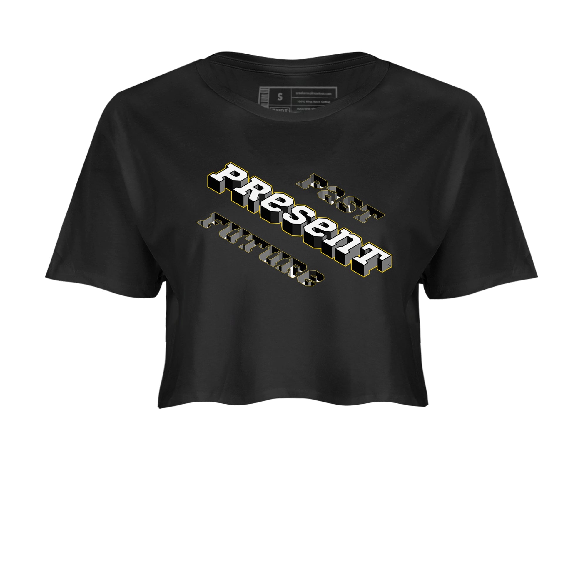 1s Yellow Ochre shirt to match jordans Past Present Future sneaker tees Air Jordan 1 High OG Yellow Ochre Drip Gear Zone Black 2 crop length shirt