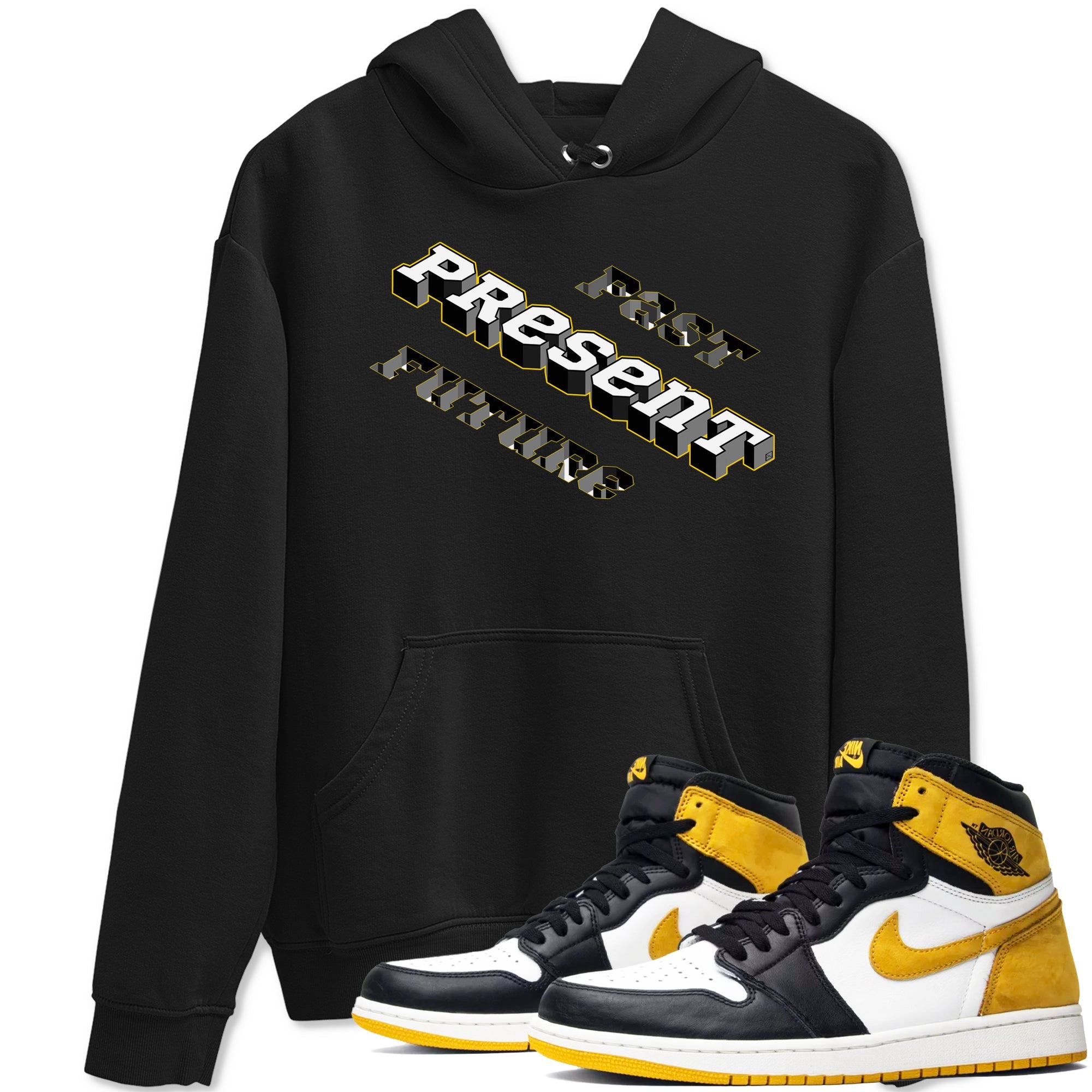 1s Yellow Ochre shirt to match jordans Past Present Future sneaker tees Air Jordan 1 High OG Yellow Ochre Drip Gear Zone unisex cotton Black 1 crew neck shirt