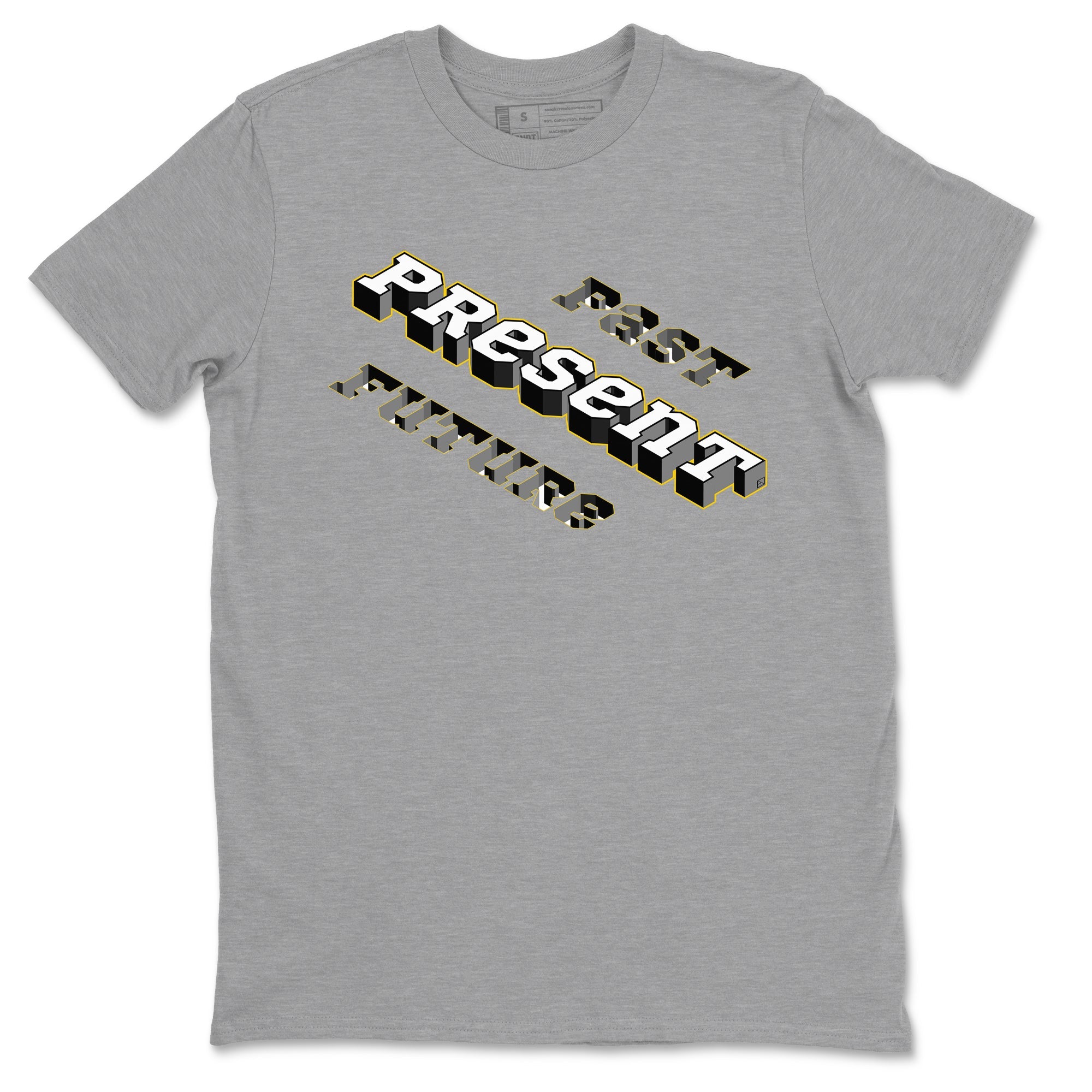 1s Yellow Ochre shirt to match jordans Past Present Future sneaker tees Air Jordan 1 High OG Yellow Ochre Drip Gear Zone unisex cotton Heather Grey 2 crew neck shirt