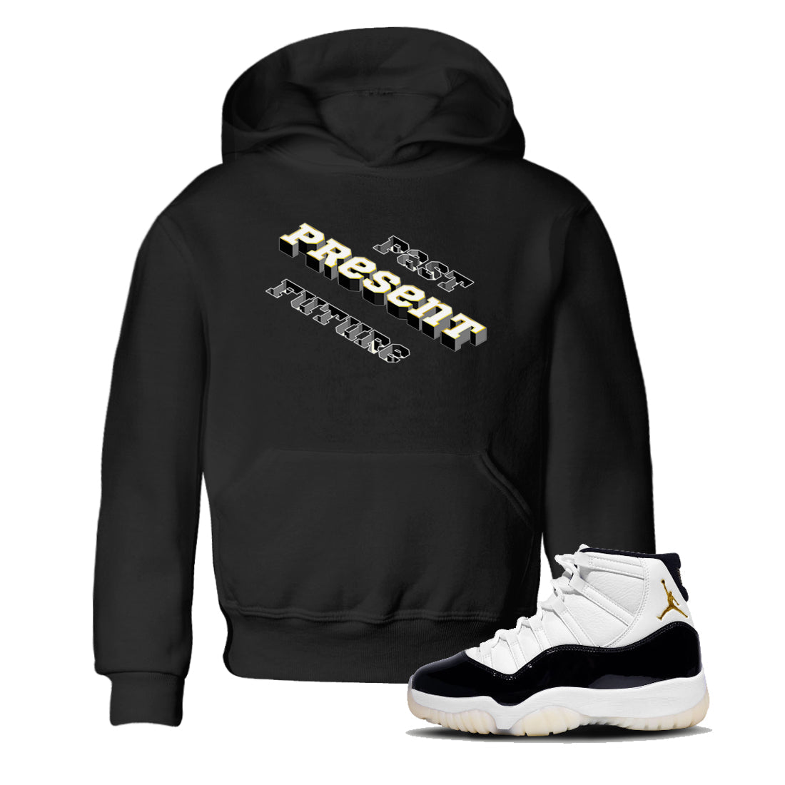 11s Gratitude shirt to match jordans Past Present Future sneaker match tee Air Jordan 11 Gratitude Drip Gear Zone baby toddler Black 1 cotton Shirt
