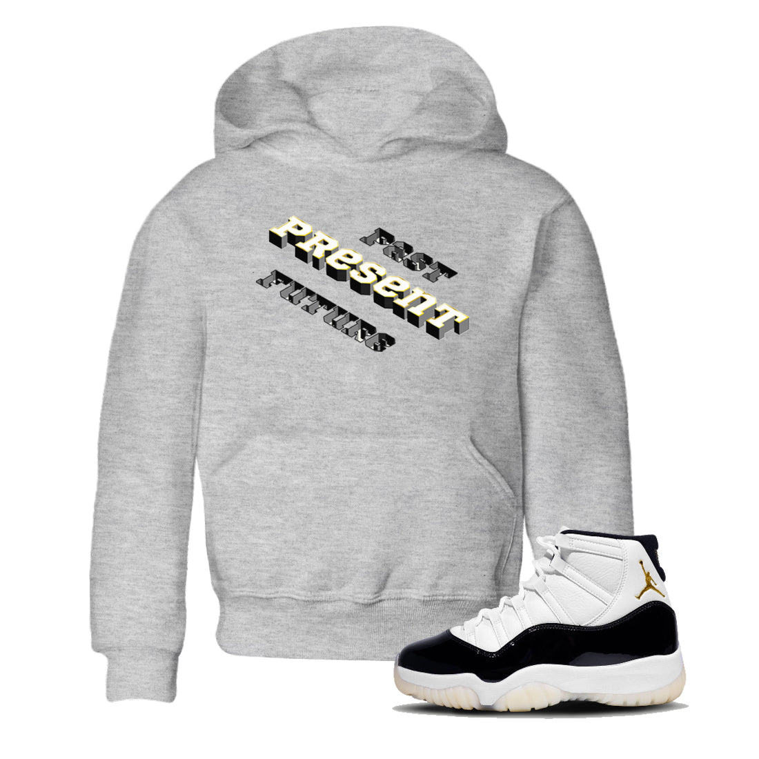 11s Gratitude shirt to match jordans Past Present Future sneaker match tee Air Jordan 11 Gratitude Drip Gear Zone baby toddler Heather Grey 1 cotton Shirt