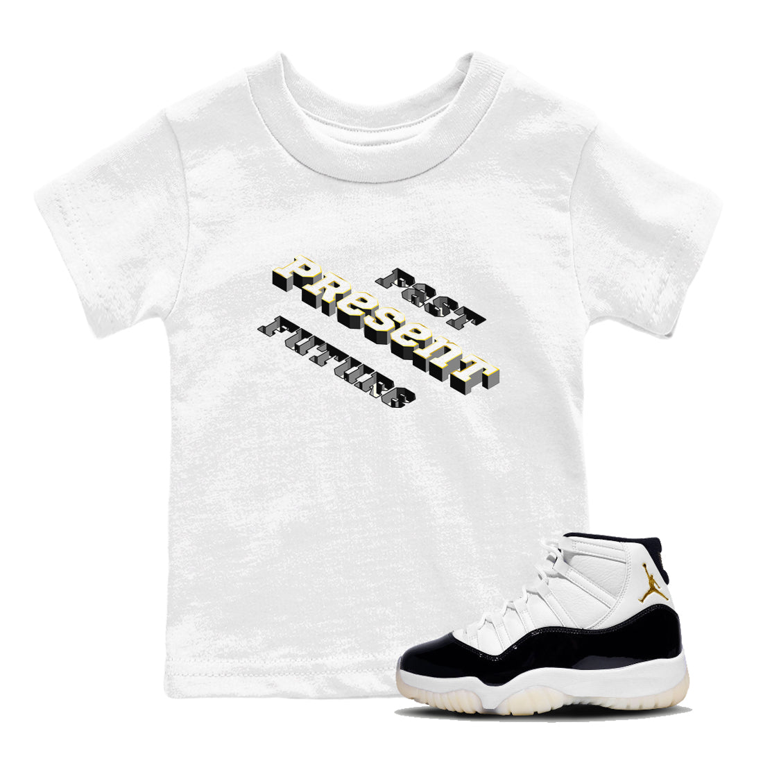 11s Gratitude shirt to match jordans Past Present Future sneaker match tee Air Jordan 11 Gratitude Drip Gear Zone baby toddler White 1 cotton Shirt