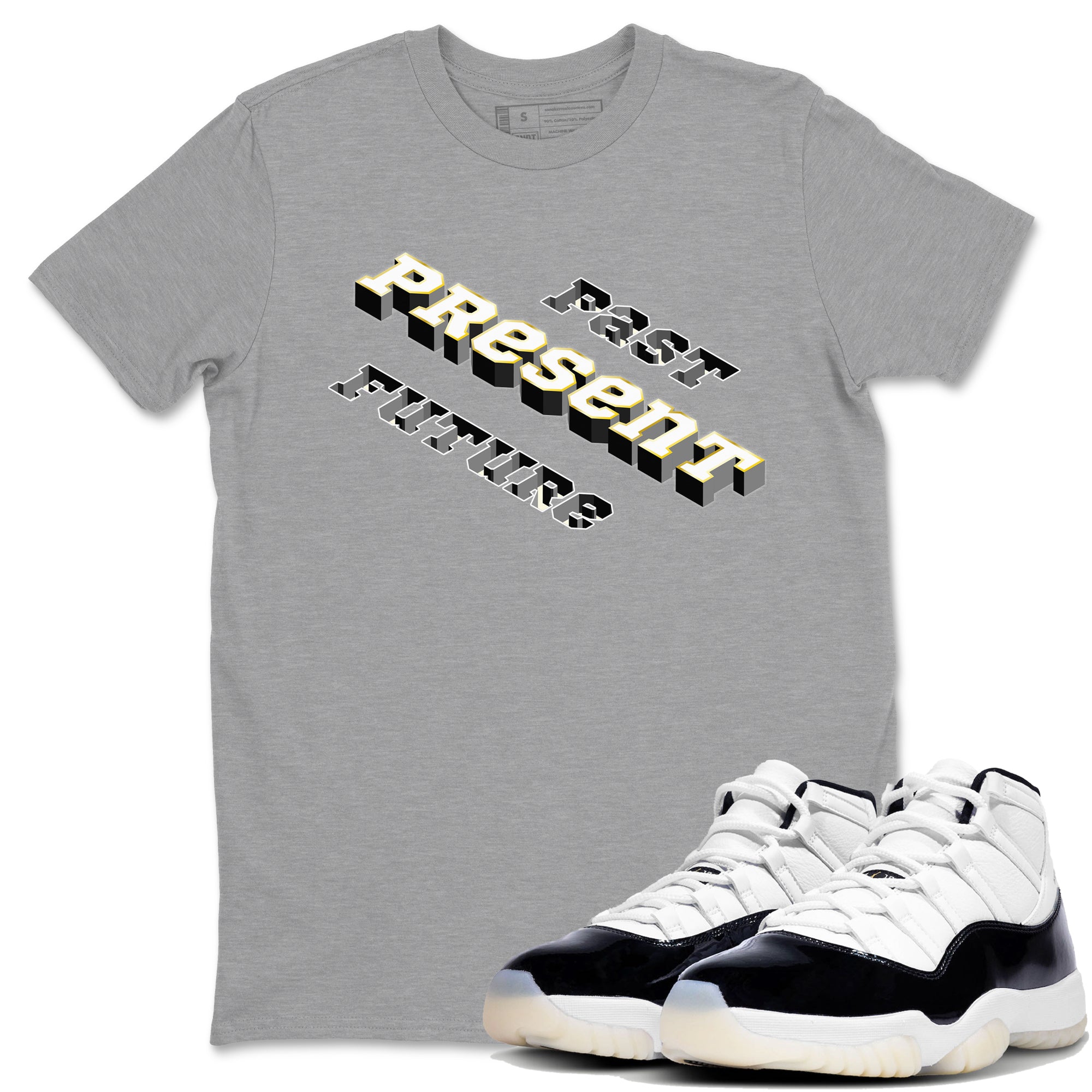 11s Gratitude shirt to match jordans Past Present Future sneaker match tee AJ11 Gratitude Drip Gear Zone unisex cotton Heather Grey 1 crew neck shirt