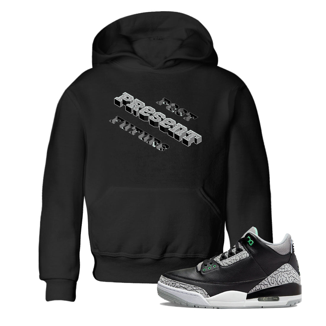 3s Green Glow shirt to match jordans Past Present Future sneaker tees Air Jordan 3 Green Glow Drip Gear Zone baby toddler Black 1 cotton Shirt