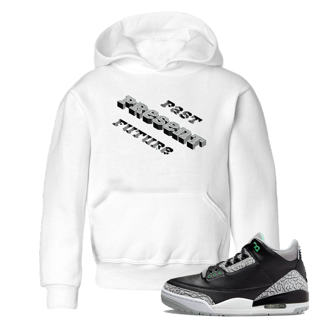 3s Green Glow shirt to match jordans Past Present Future sneaker tees Air Jordan 3 Green Glow Drip Gear Zone baby toddler White 1 cotton Shirt