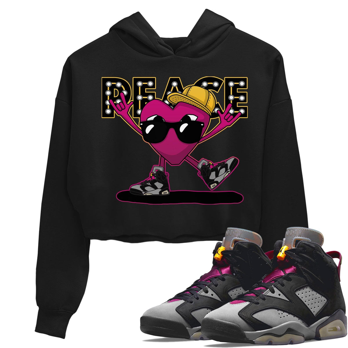 Jordan 6 Bordeaux Sneaker Matching T-Shirt Peace Heart Sneaker Tees Jordan 6 Bordeaux Sneaker Release Tees Women's Shirts