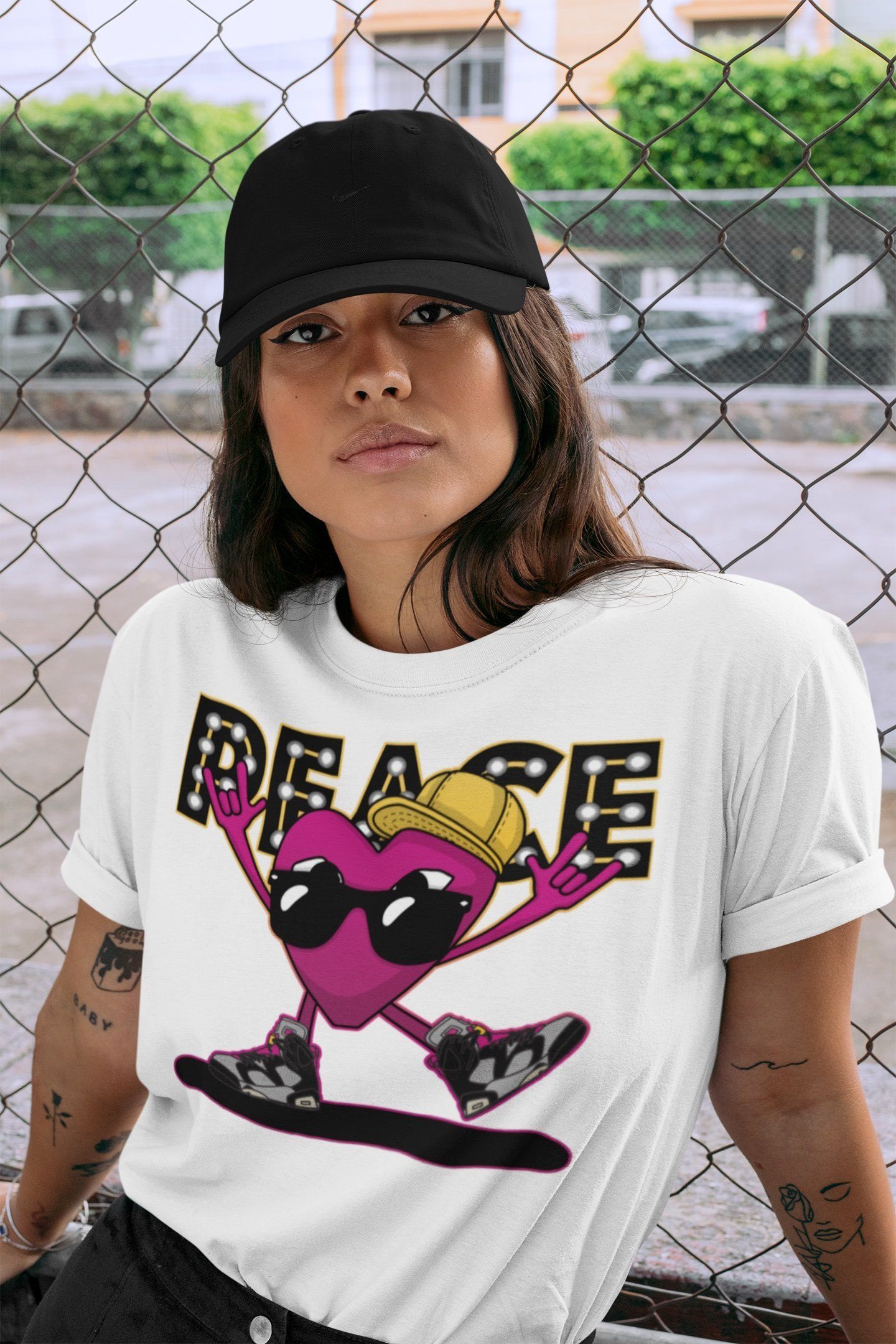 Jordan 6 Bordeaux Shirt To Match Jordans Peace Heart Sneaker Tees Jordan 6 Bordeaux Drip Gear Zone Sneaker Matching Clothing Unisex Shirts