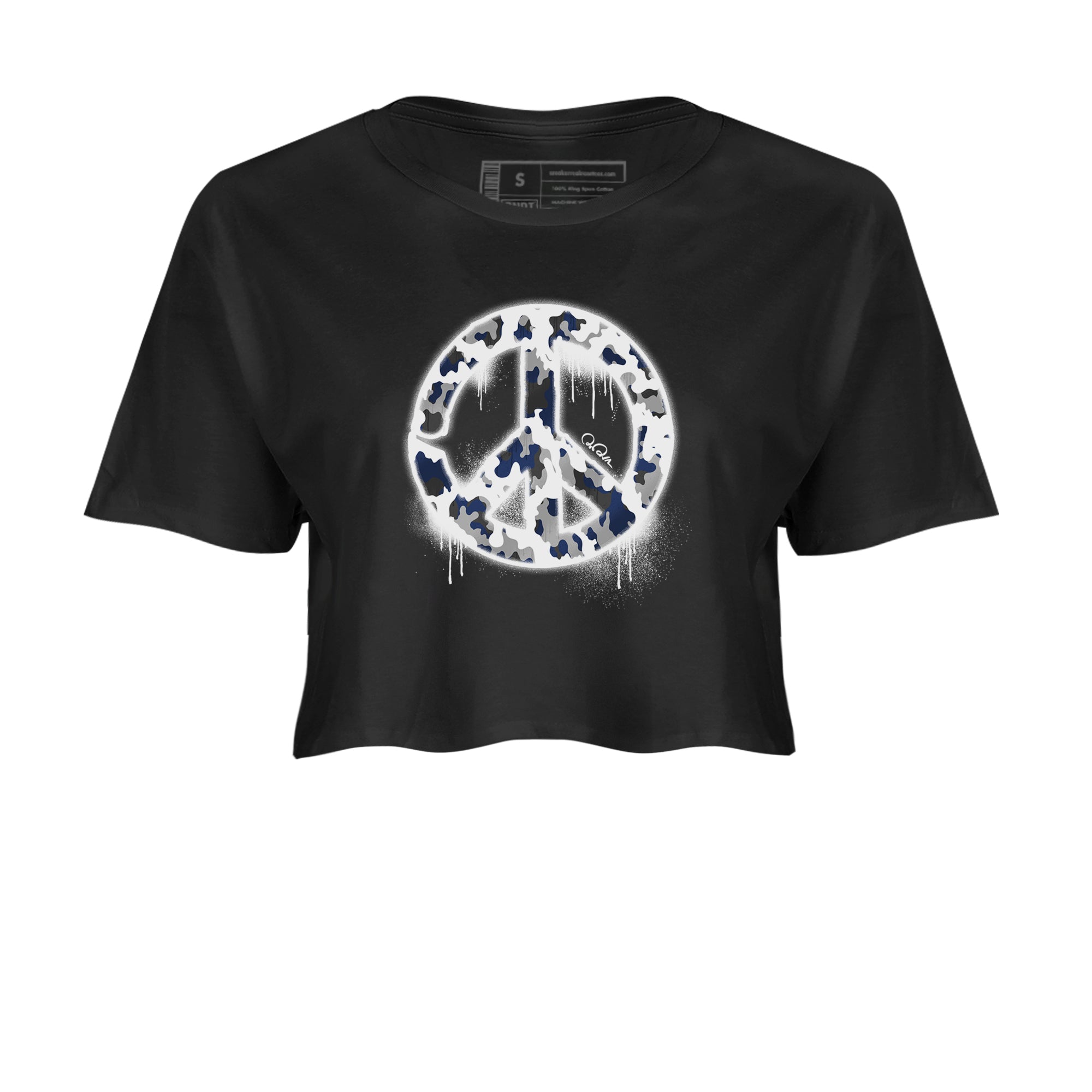 3s Midnight Navy shirt to match jordans Peace Sign sneaker match t-shirt AJ3 Midnight Navy Drip Gear Zone Black 2 crop length shirt