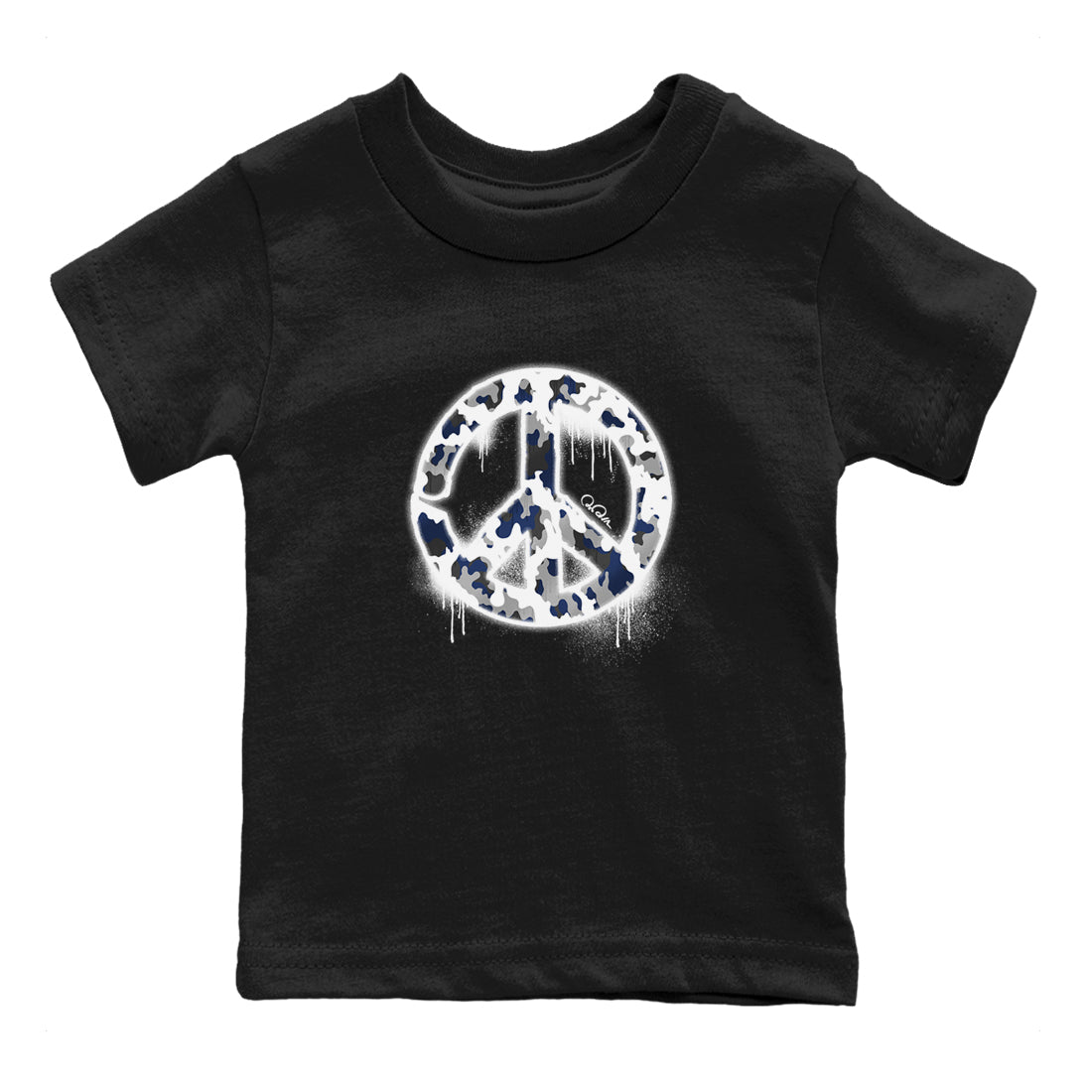 3s Midnight Navy shirt to match jordans Peace Sign sneaker match t-shirt AJ3 Midnight Navy Drip Gear Zone baby toddler Black 2 Crew Neck T-Shirt