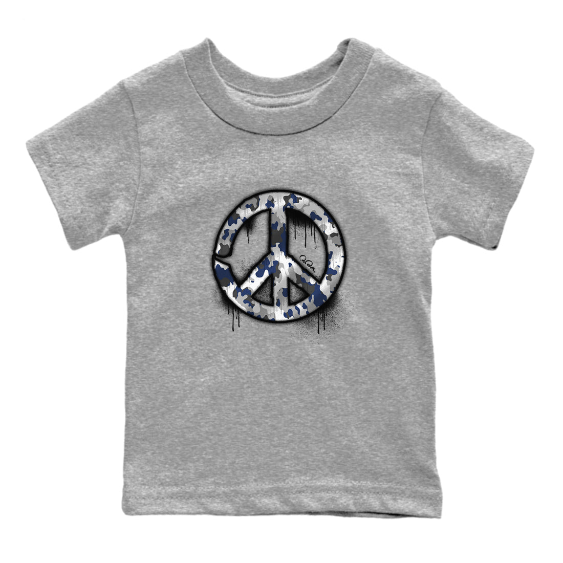 3s Midnight Navy shirt to match jordans Peace Sign sneaker match t-shirt AJ3 Midnight Navy Drip Gear Zone baby toddler Heather Grey 2 Crew Neck T-Shirt