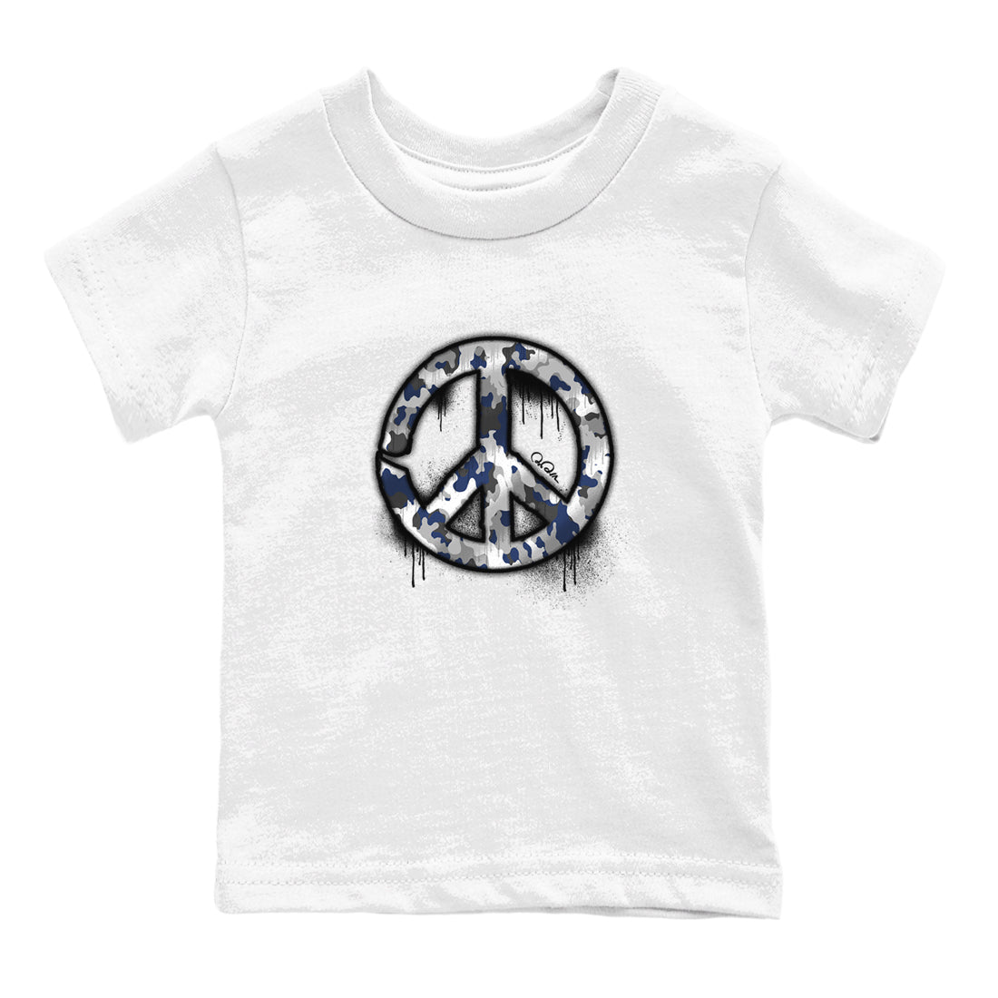 3s Midnight Navy shirt to match jordans Peace Sign sneaker match t-shirt AJ3 Midnight Navy Drip Gear Zone baby toddler White 2 Crew Neck T-Shirt