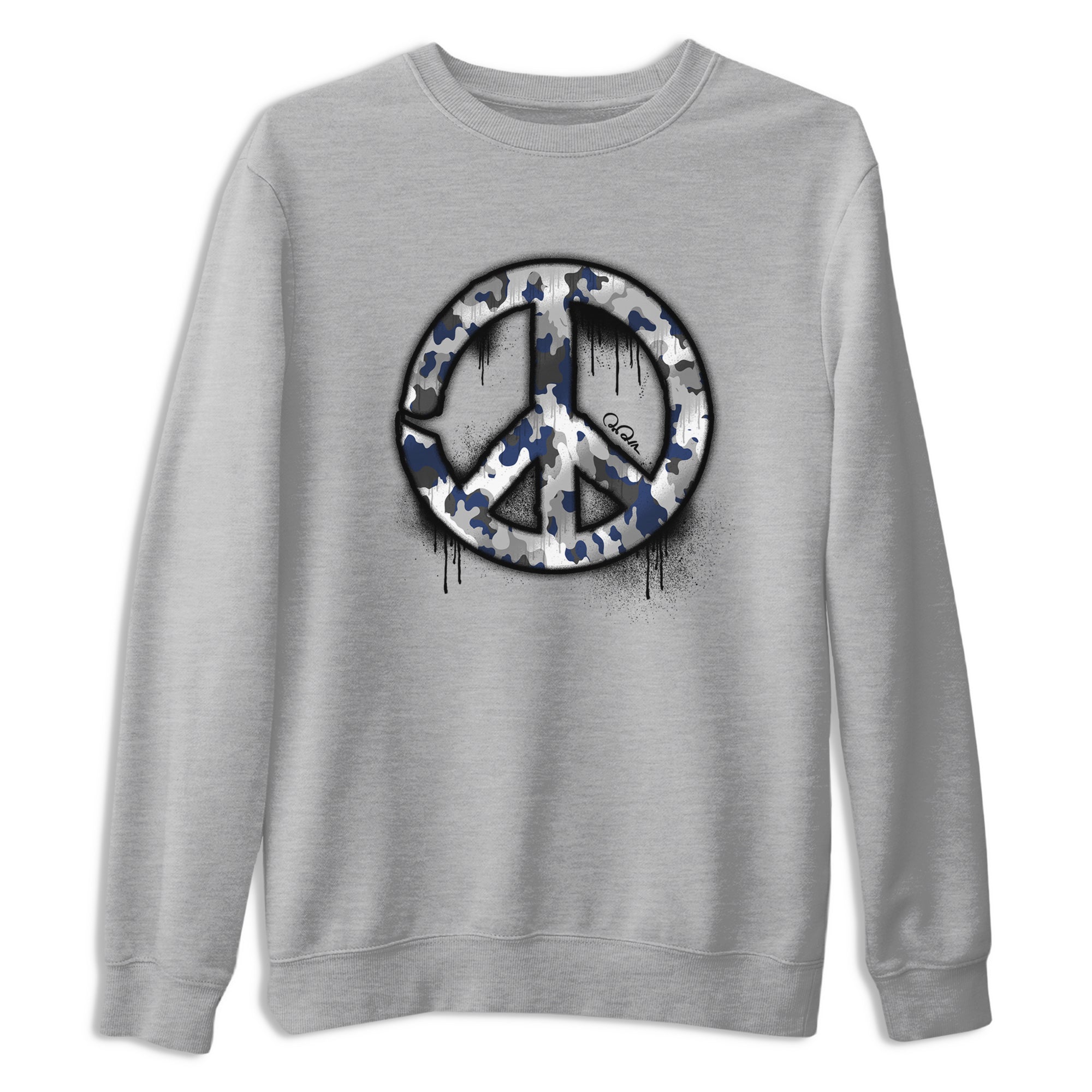3s Midnight Navy shirt to match jordans Peace Sign sneaker match t-shirt AJ3 Midnight Navy Drip Gear Zone unisex cotton Heather Grey 2 Crew Neck T-Shirt