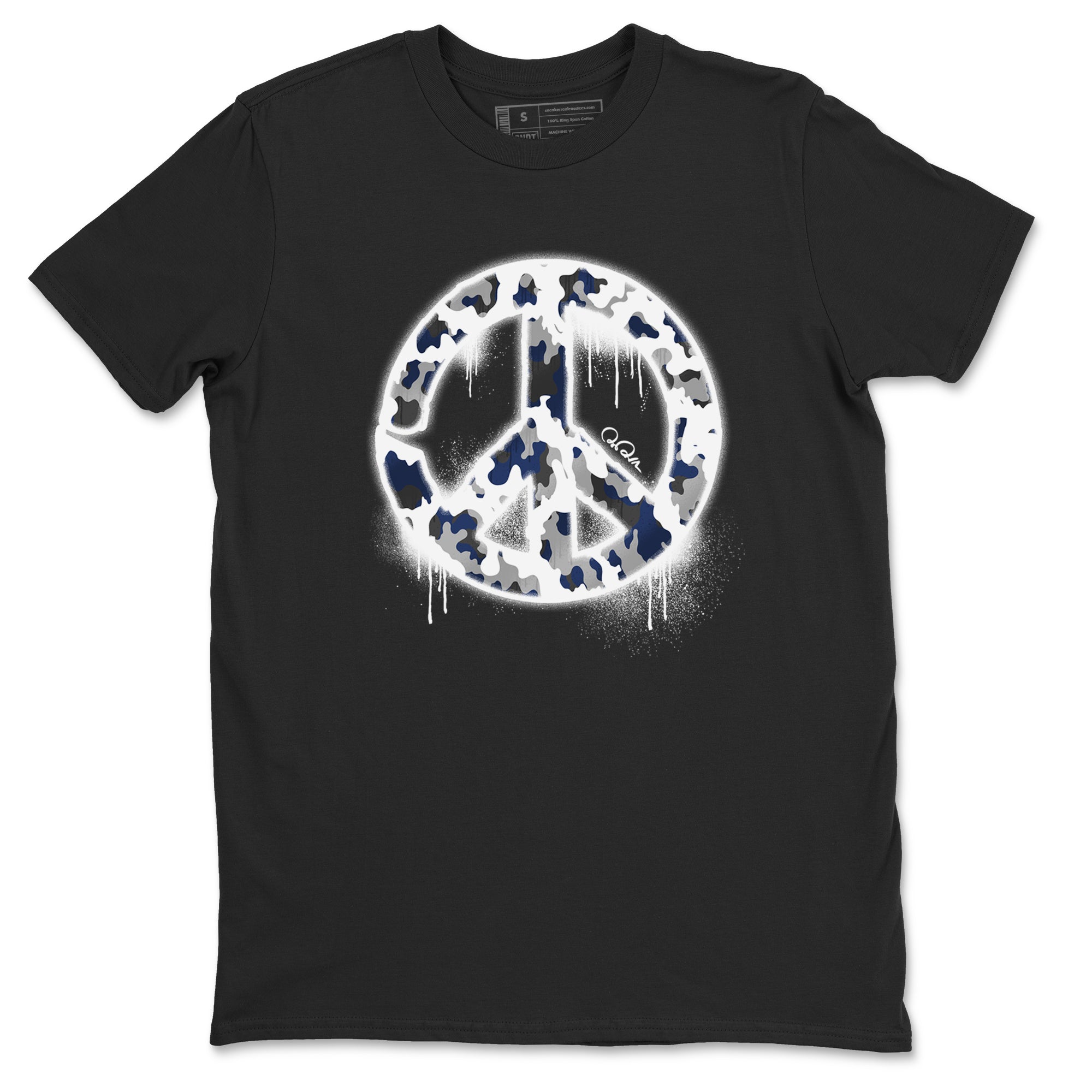 3s Midnight Navy shirt to match jordans Peace Sign sneaker match t-shirt AJ3 Midnight Navy Drip Gear Zone unisex cotton Black 2 Crew Neck T-Shirt
