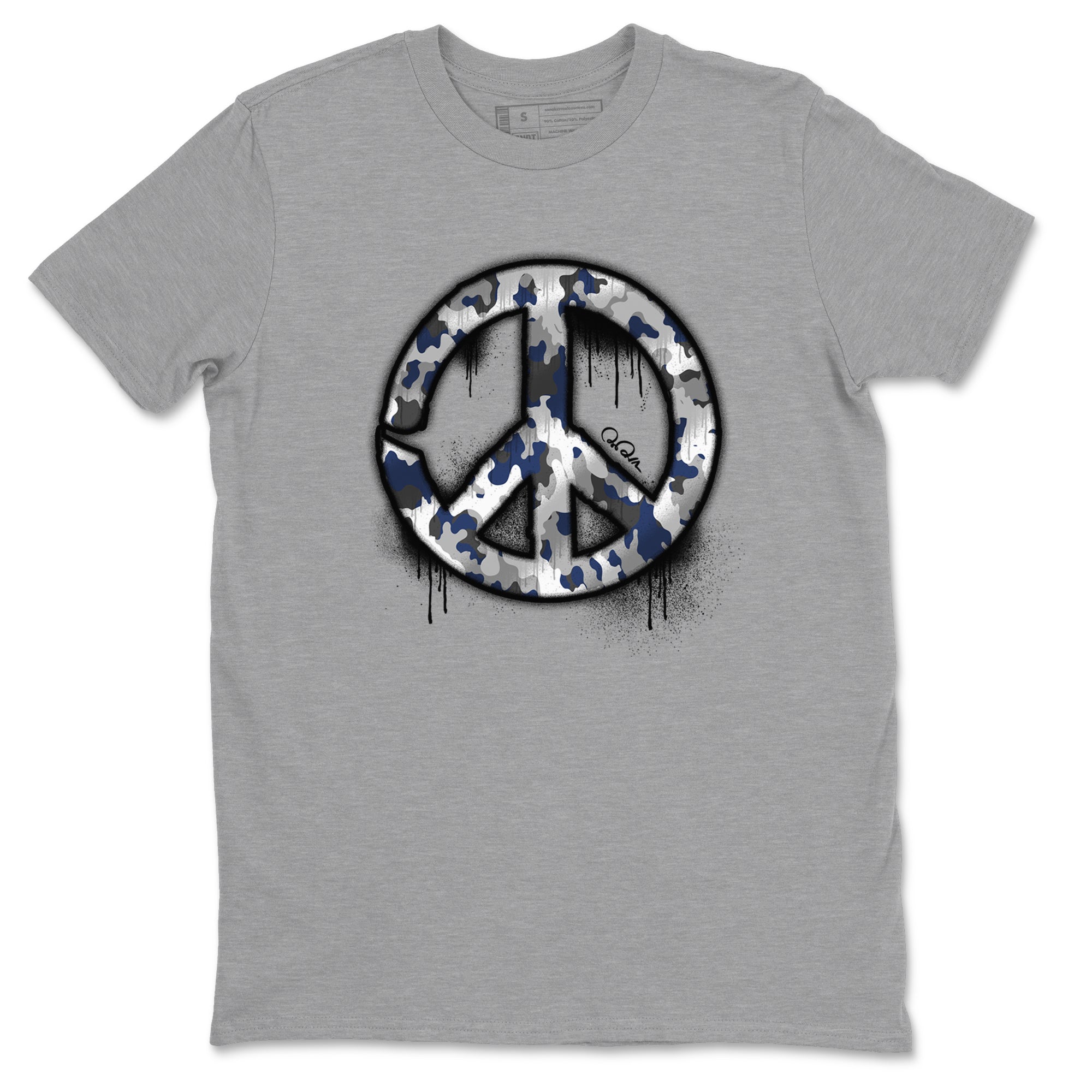 3s Midnight Navy shirt to match jordans Peace Sign sneaker match t-shirt AJ3 Midnight Navy Drip Gear Zone unisex cotton Heather Grey 2 Crew Neck T-Shirt