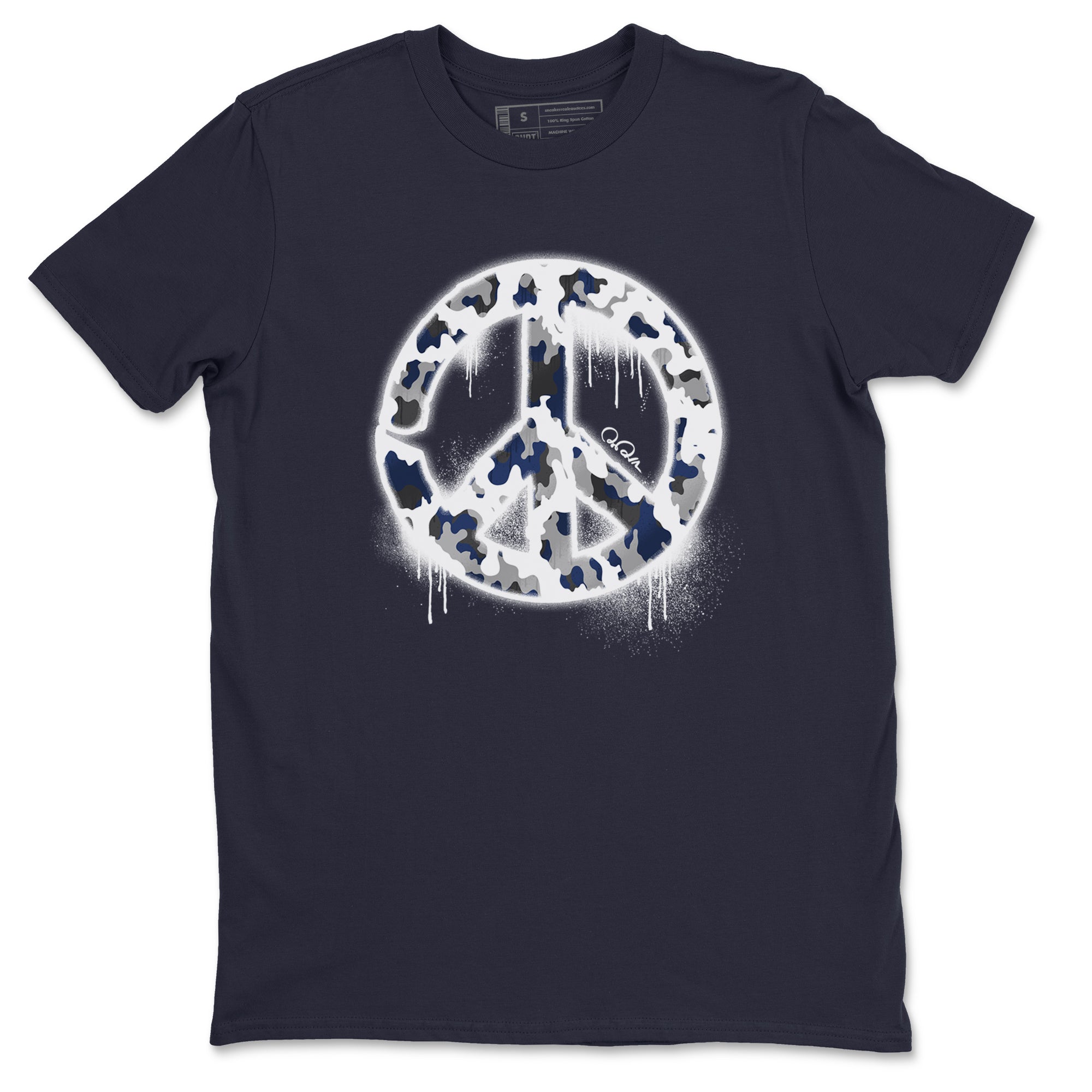 3s Midnight Navy shirt to match jordans Peace Sign sneaker match t-shirt AJ3 Midnight Navy Drip Gear Zone unisex cotton Navy 2 Crew Neck T-Shirt