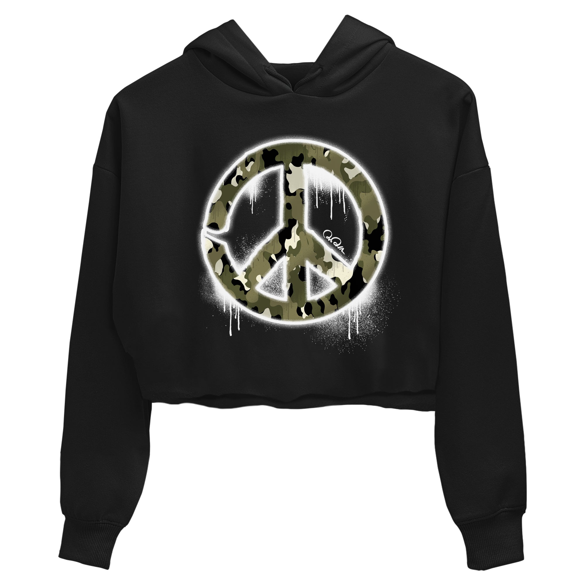 Air Jordan 4 Medium Olive shirt to match jordans streetwear brand Peace Sign sneaker tees AJ4 Medium Olive Drip Gear Zone Black 2 Crop T-Shirt