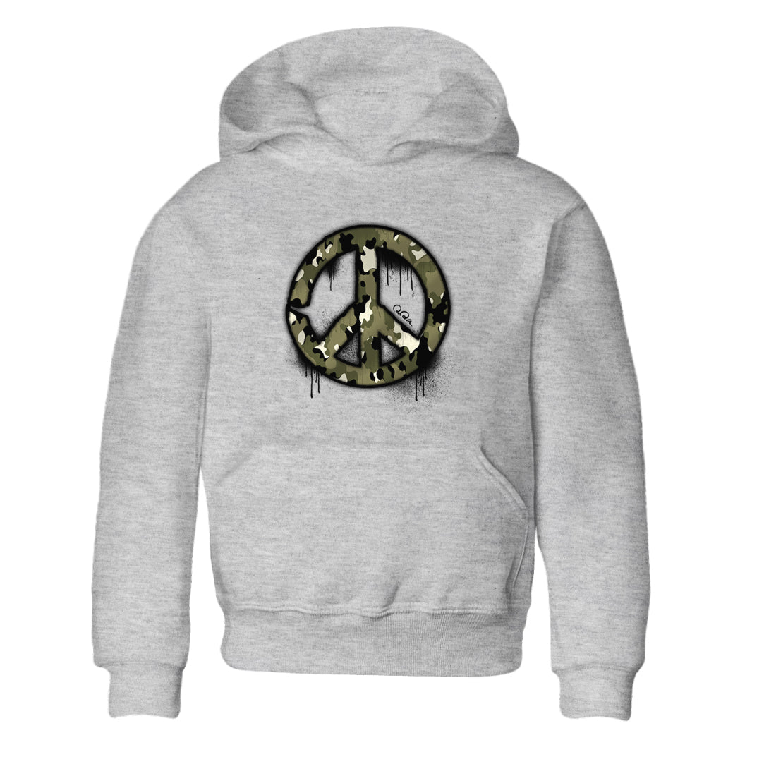 Air Jordan 4 Medium Olive shirt to match jordans streetwear brand Peace Sign sneaker tees AJ4 Medium Olive Drip Gear Zone Baby Toddler Heather Grey 2 T-Shirt