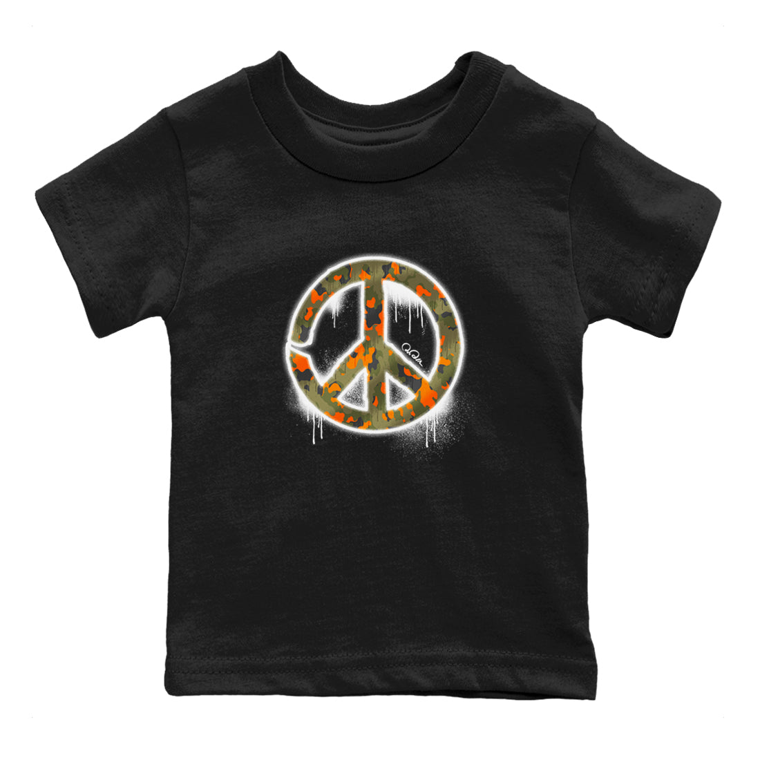 Air Jordan 5 Olive shirt to match jordans Peace Sign sneaker tees AJ5 Olive Drip Gear Zone baby toddler Black 2 cotton Shirt