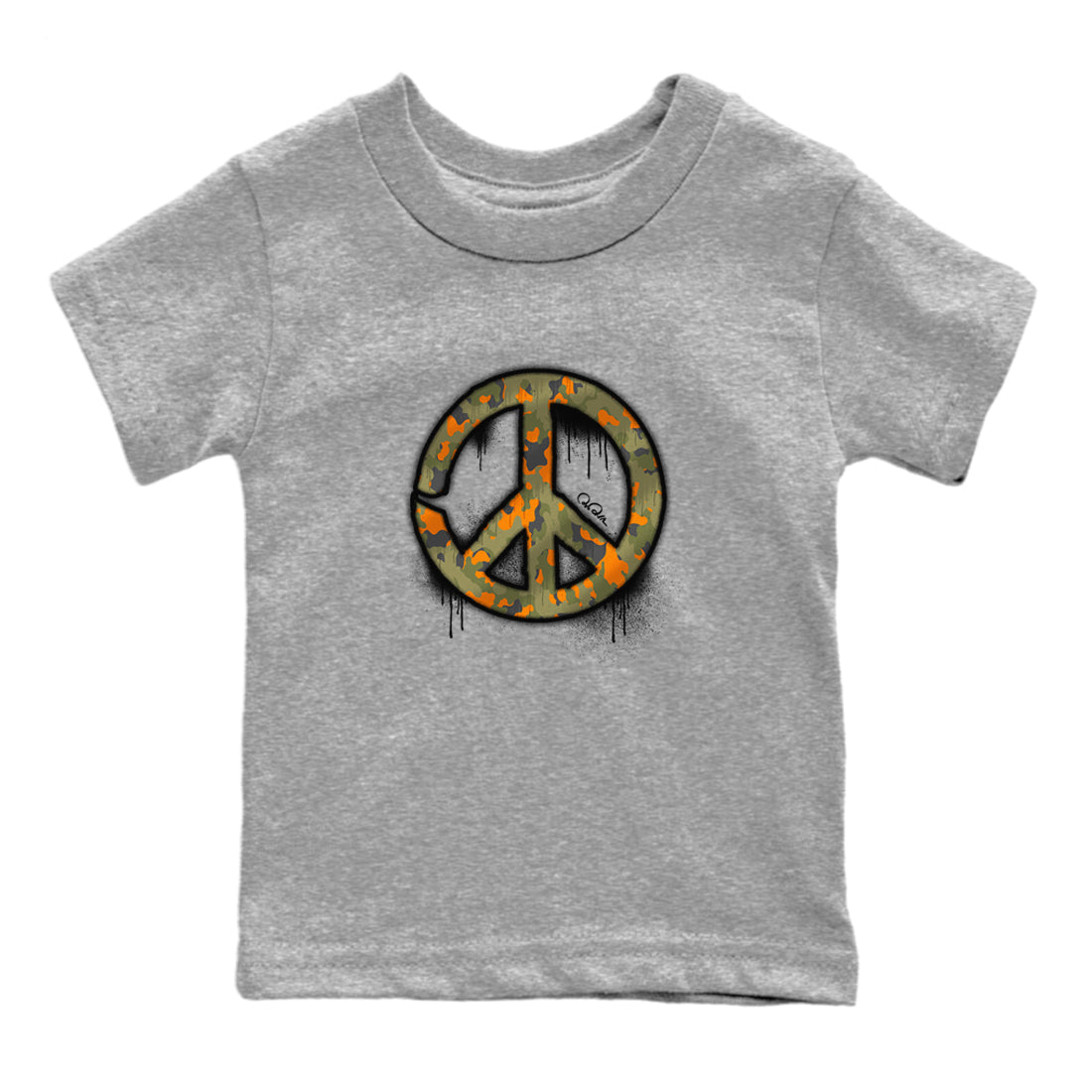 Air Jordan 5 Olive shirt to match jordans Peace Sign sneaker tees AJ5 Olive Drip Gear Zone baby toddler Heather Grey 2 cotton Shirt