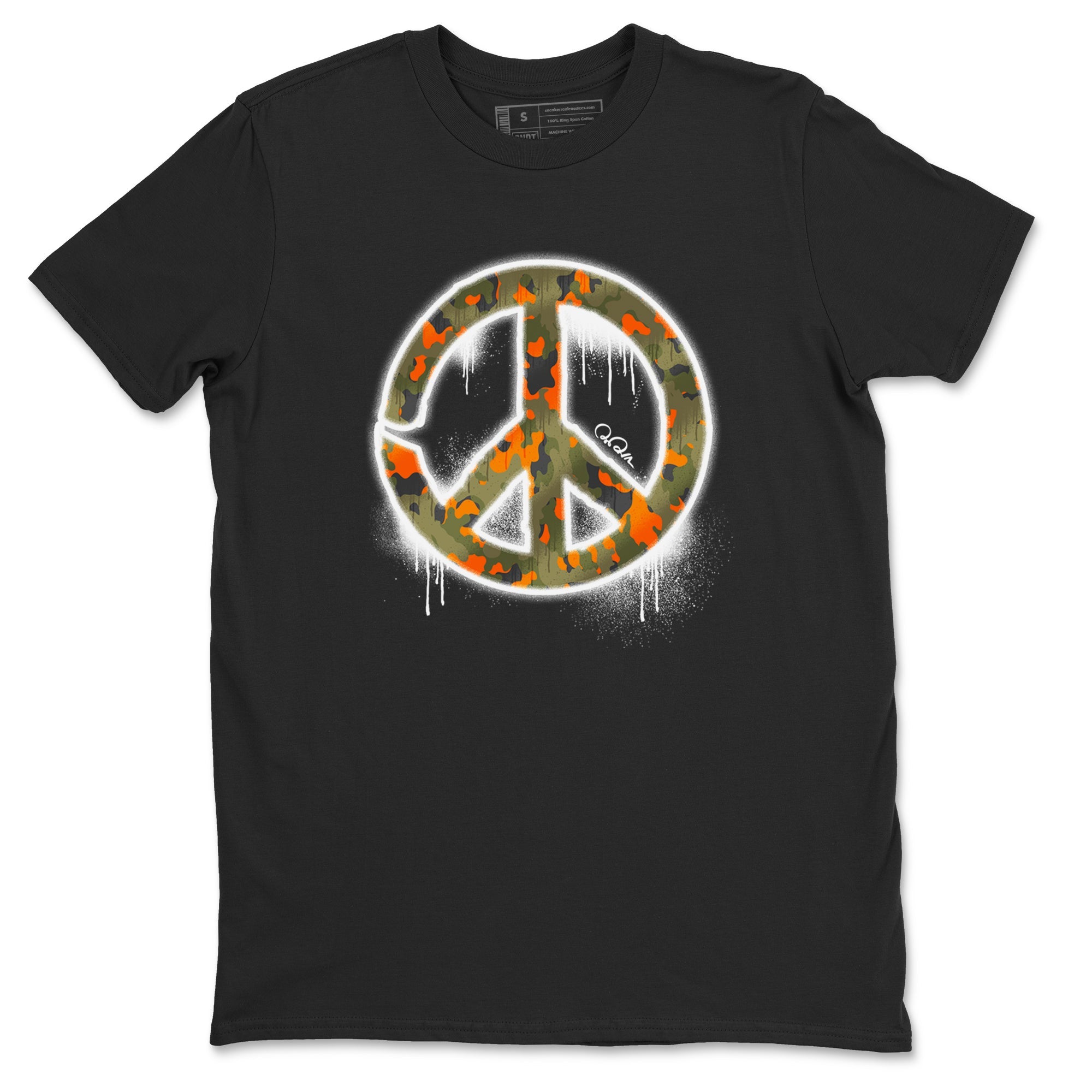 Air Jordan 5 Olive shirt to match jordans Peace Sign sneaker tees AJ5 Olive Drip Gear Zone unisex cotton Black 2 crew neck shirt