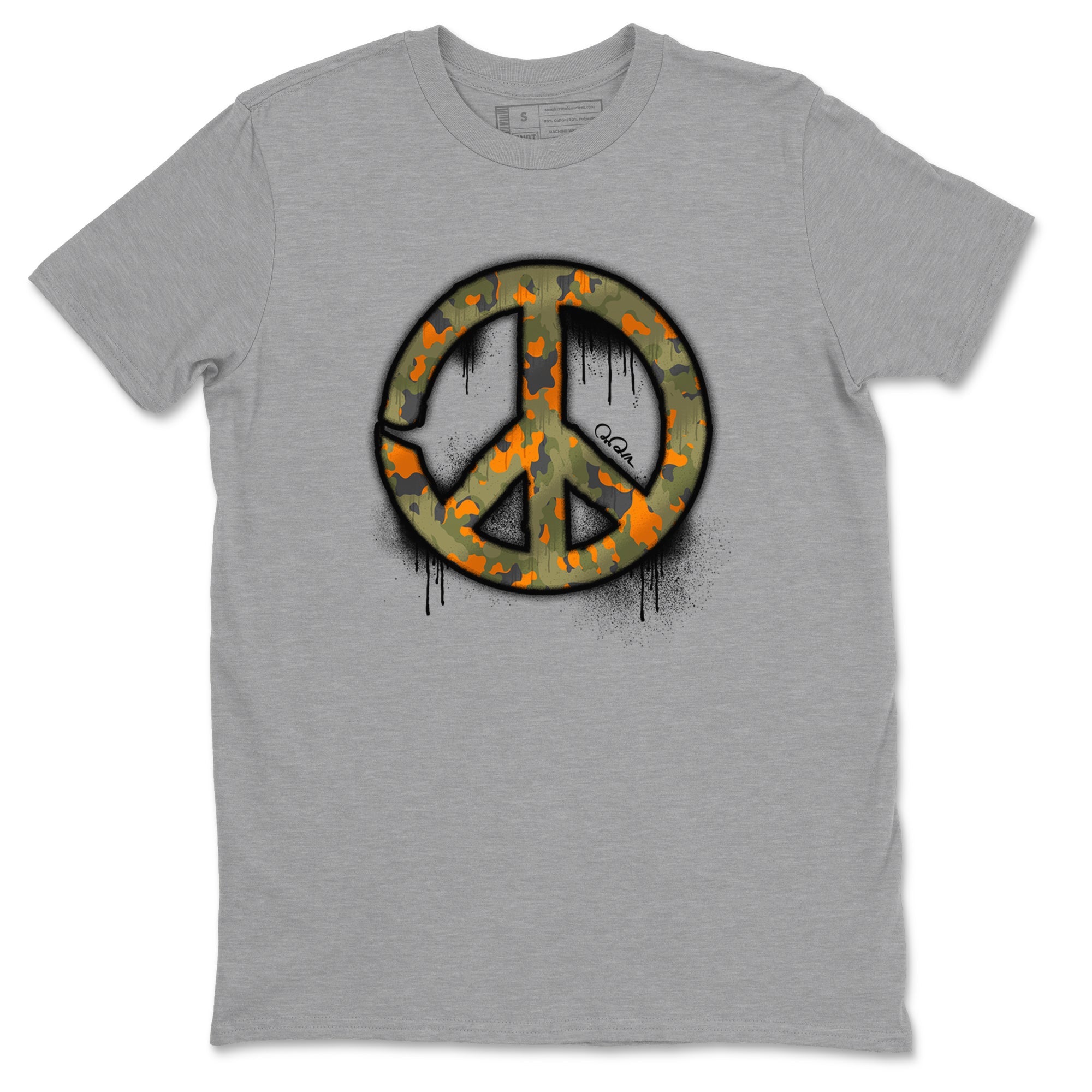 Air Jordan 5 Olive shirt to match jordans Peace Sign sneaker tees AJ5 Olive Drip Gear Zone unisex cotton Heather Grey 2 crew neck shirt