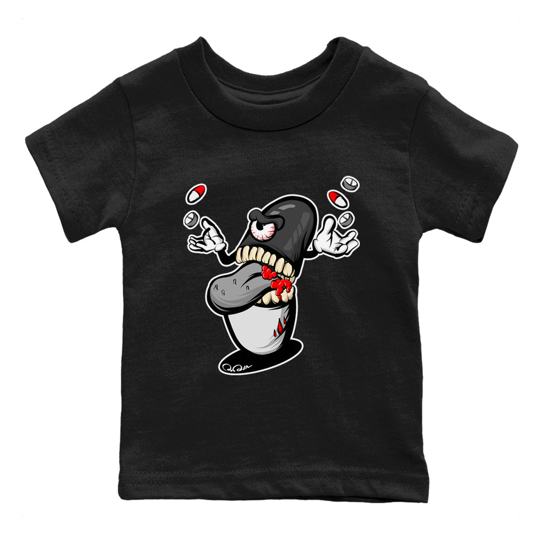 Air Jordan 13 Black Flint Sneaker Match Tees Pill Monster Streetwear Sneaker Shirt AJ13 Retro Black Flint Sneaker Release Tees Kids Shirts Black 2