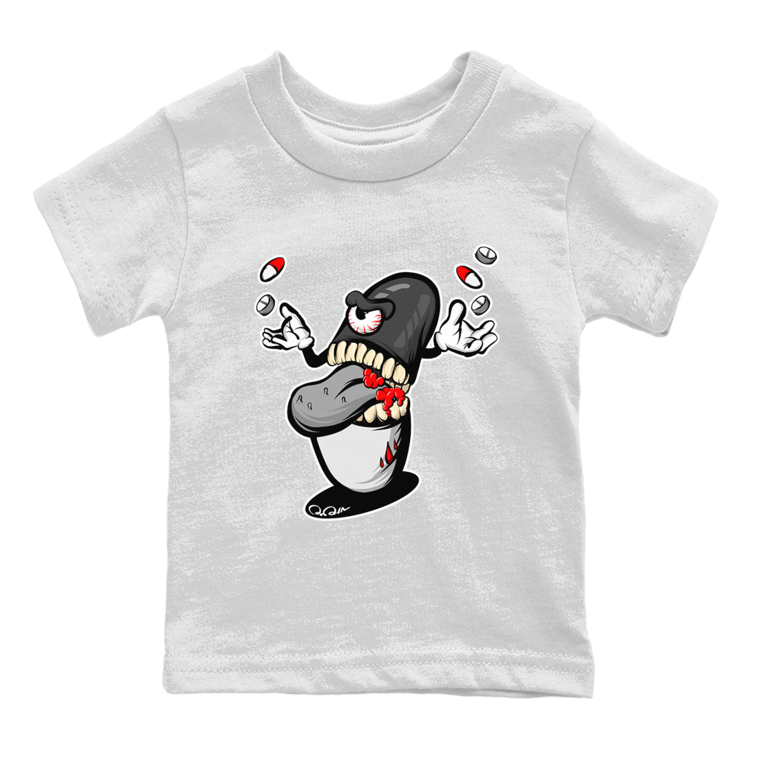 Air Jordan 13 Black Flint Sneaker Match Tees Pill Monster Streetwear Sneaker Shirt AJ13 Retro Black Flint Sneaker Release Tees Kids Shirts White 2