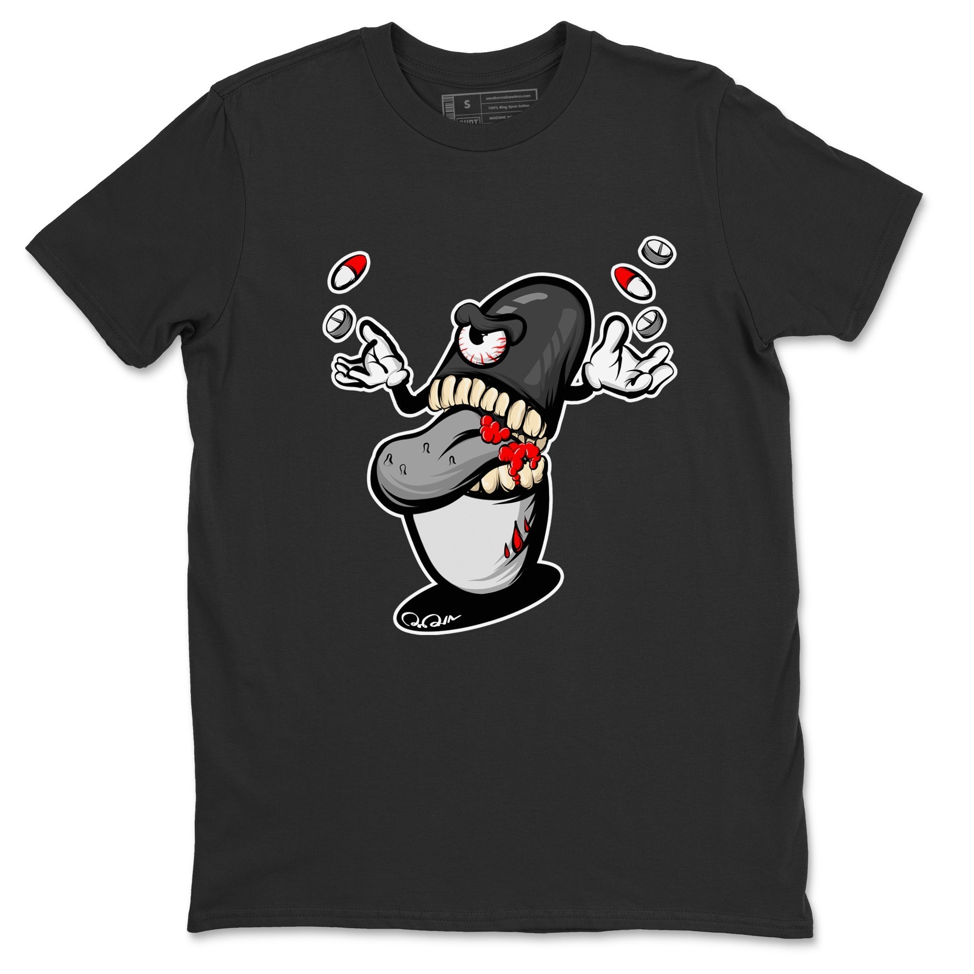 Air Jordan 13 Black Flint Sneaker Match Tees Pill Monster Streetwear Sneaker Shirt AJ13 Retro Black Flint Sneaker Release Tees Unisex Shirts Black 2