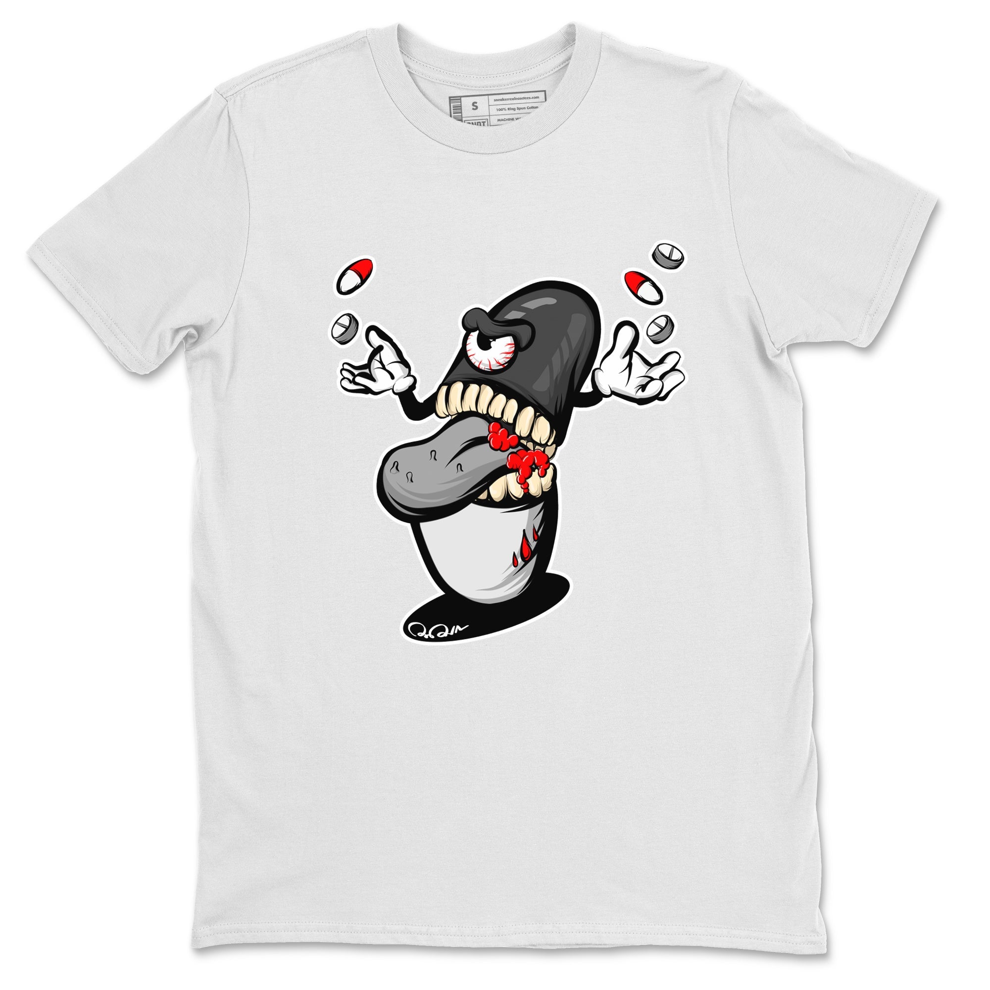 Air Jordan 13 Black Flint Sneaker Match Tees Pill Monster Streetwear Sneaker Shirt AJ13 Retro Black Flint Sneaker Release Tees Unisex Shirts White 2