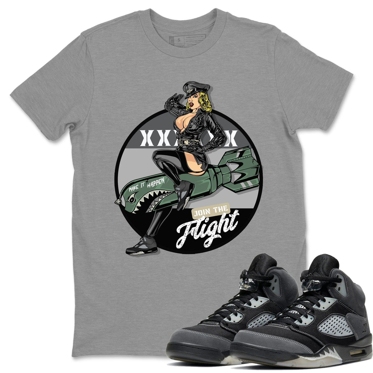 Jordan 5 Anthracite Shirt To Match Jordans Pin Up Girl Sneaker Tees Jordan 5 Anthracite Drip Gear Zone Sneaker Matching Clothing Unisex Shirts