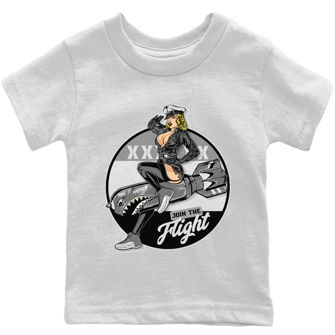 Jordan 12 Stealth Sneaker Matching T-Shirt Pin Up Girl Sneaker Tees Jordan 12 Stealth Sneaker Release Tees Kids Shirts