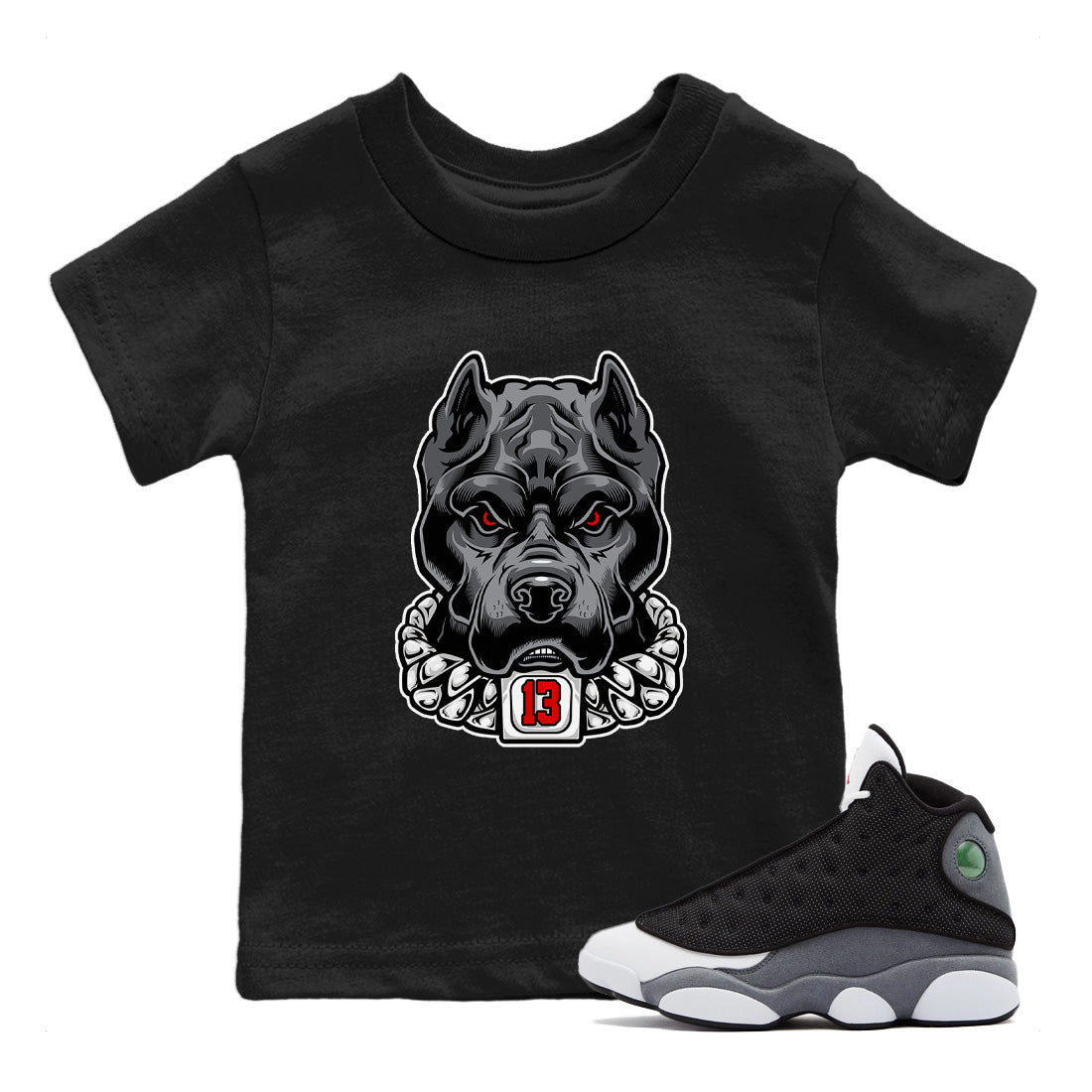 Air Jordan 13 Black Flint Sneaker Match Tees Pitbull Streetwear Sneaker Shirt Air Jordan 13 Black Flint Sneaker Release Tees Kids Shirts Black 1