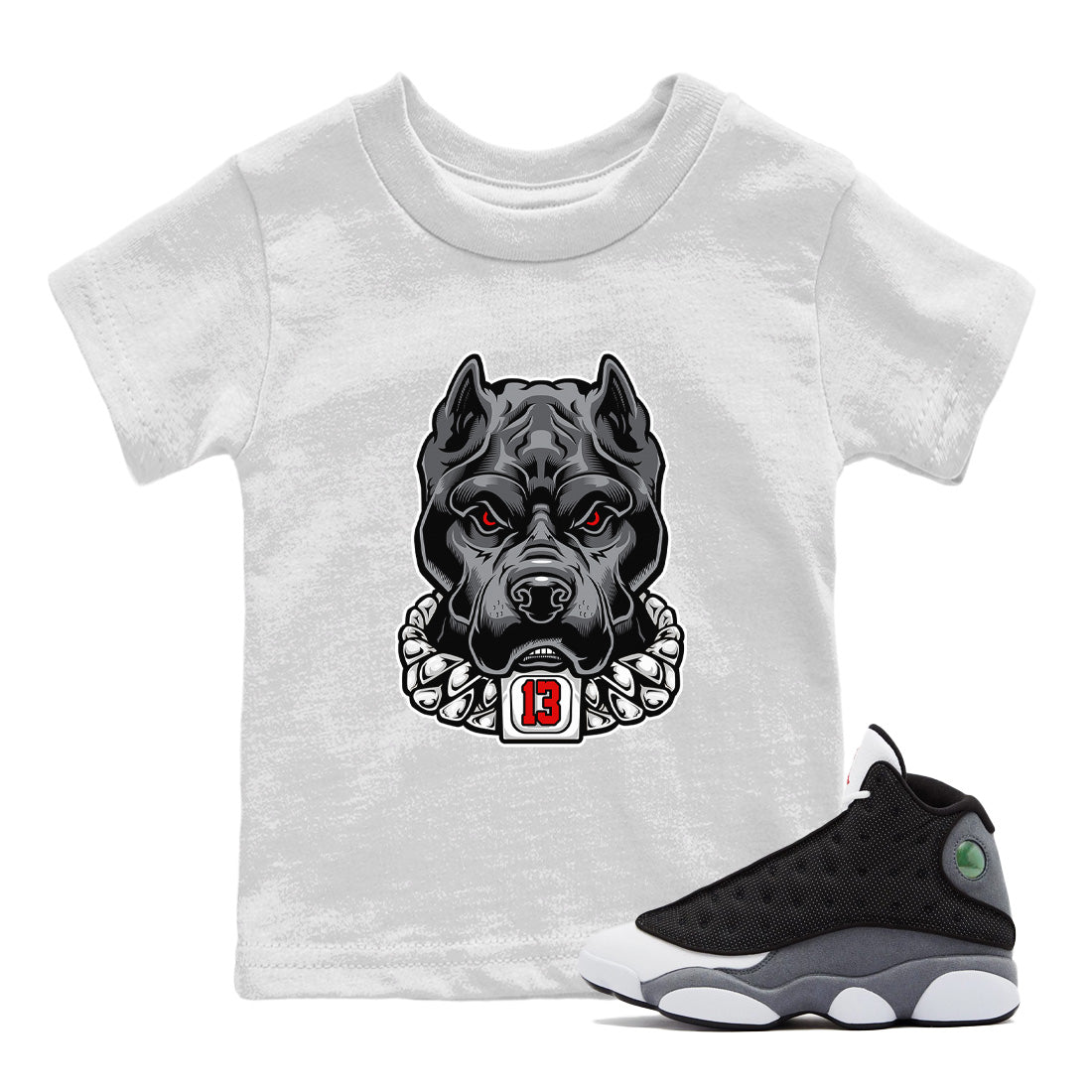 Air Jordan 13 Black Flint Sneaker Match Tees Pitbull Streetwear Sneaker Shirt Air Jordan 13 Black Flint Sneaker Release Tees Kids Shirts White 1