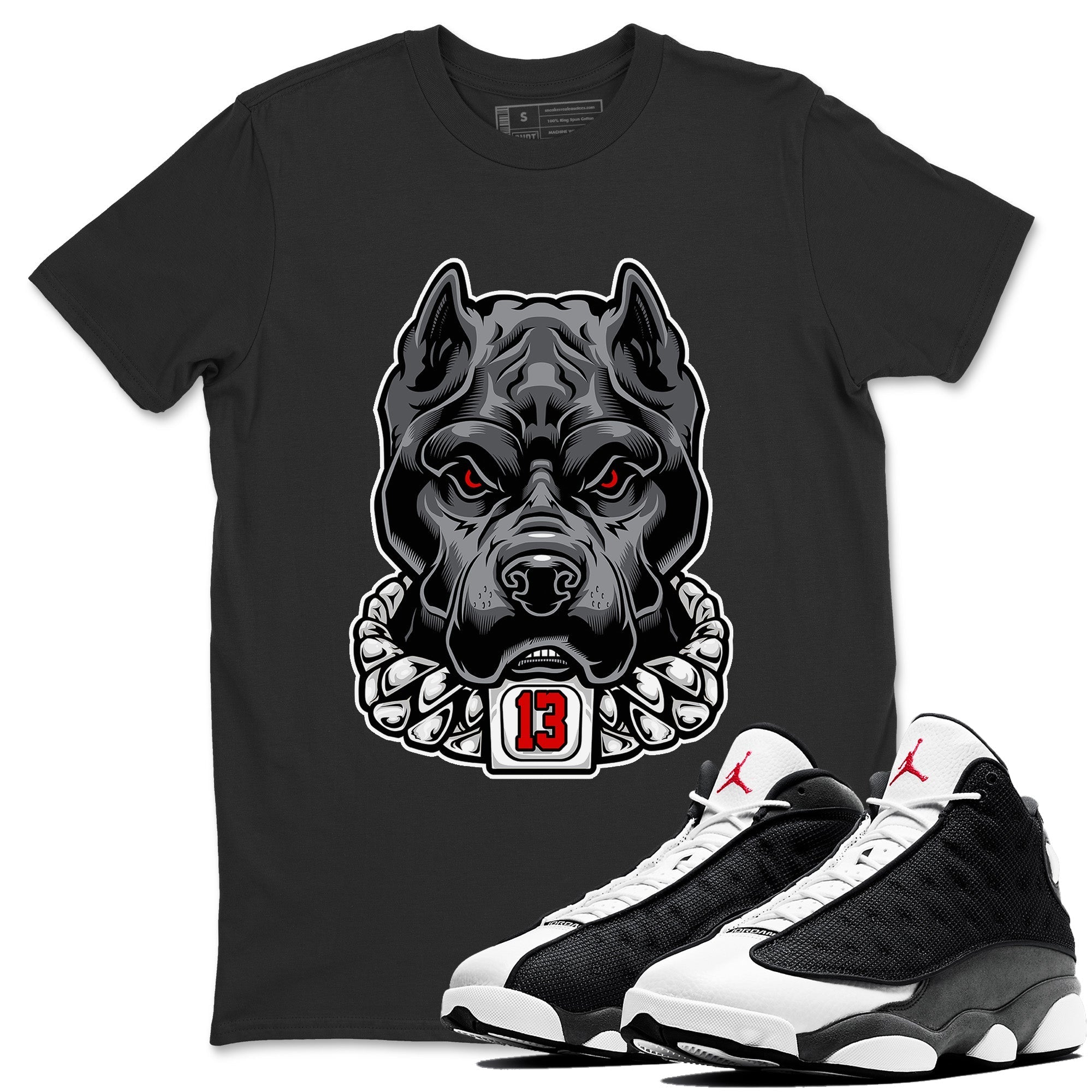 Air Jordan 13 Black Flint Sneaker Match Tees Pitbull Streetwear Sneaker Shirt Air Jordan 13 Black Flint Sneaker Release Tees Unisex Shirts Black 1