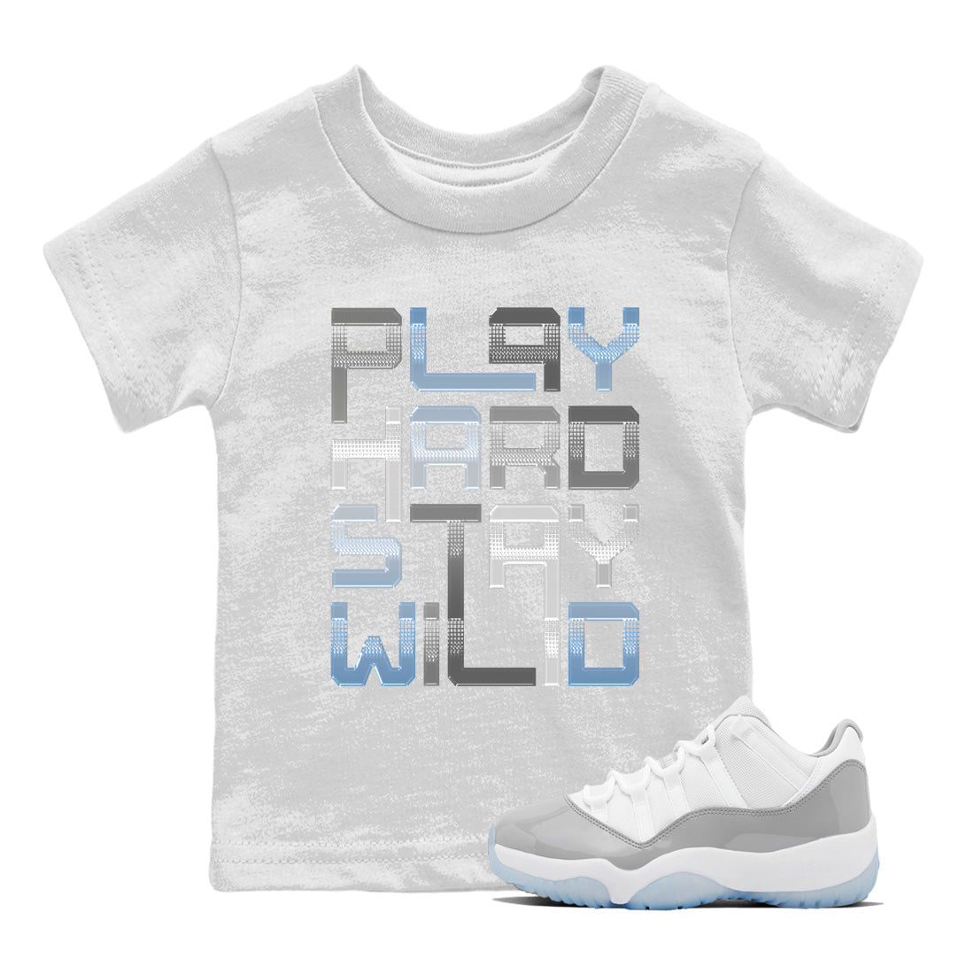 Air Jordan 11 White Cement Sneaker Match Tees Play Hard Streetwear Sneaker Shirt Air Jordan 11 Cement Grey Sneaker Release Tees Kids Shirts White 1
